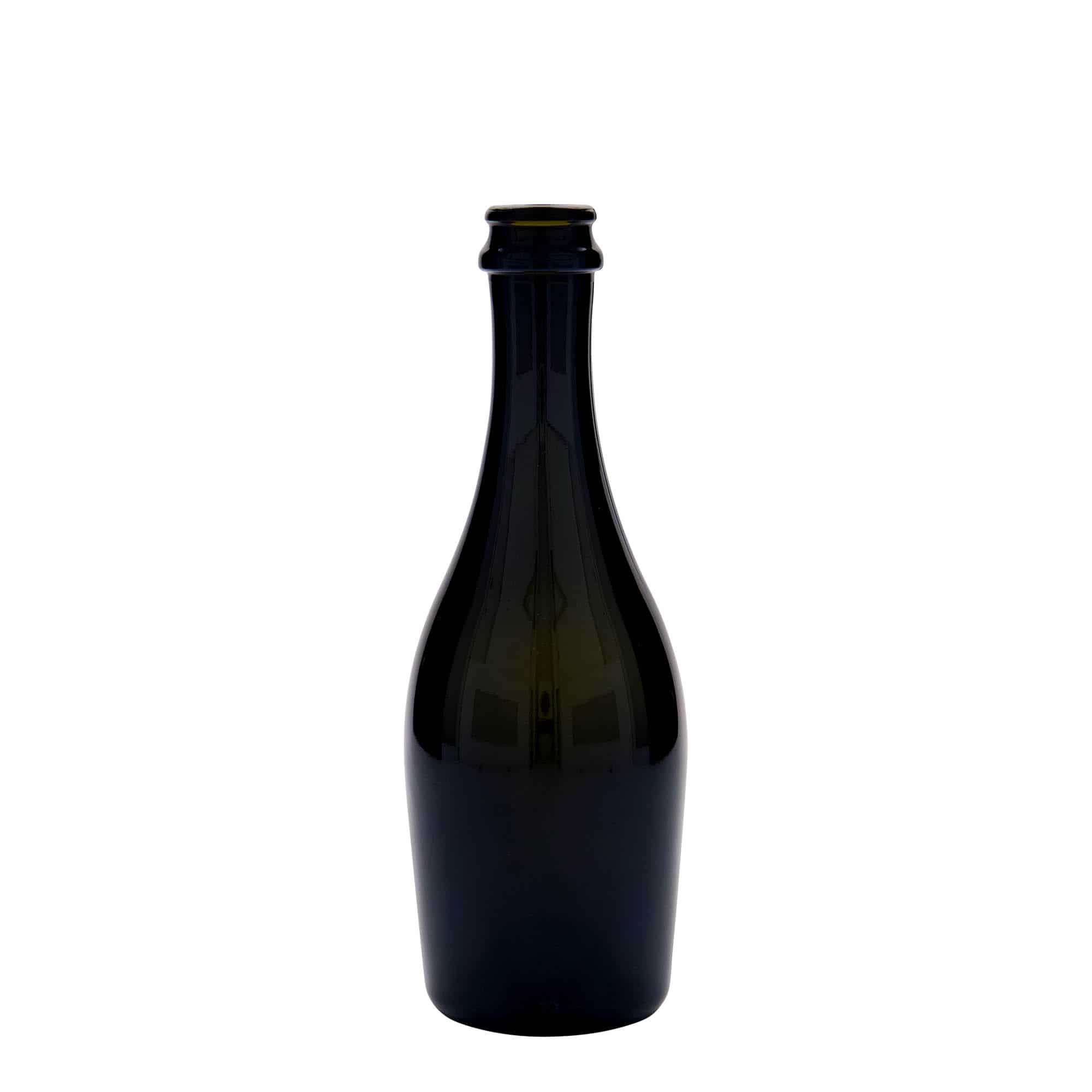 330 ml champagneflaske "Carmen", glass, antikkgrønn, åpning: Kronlokk