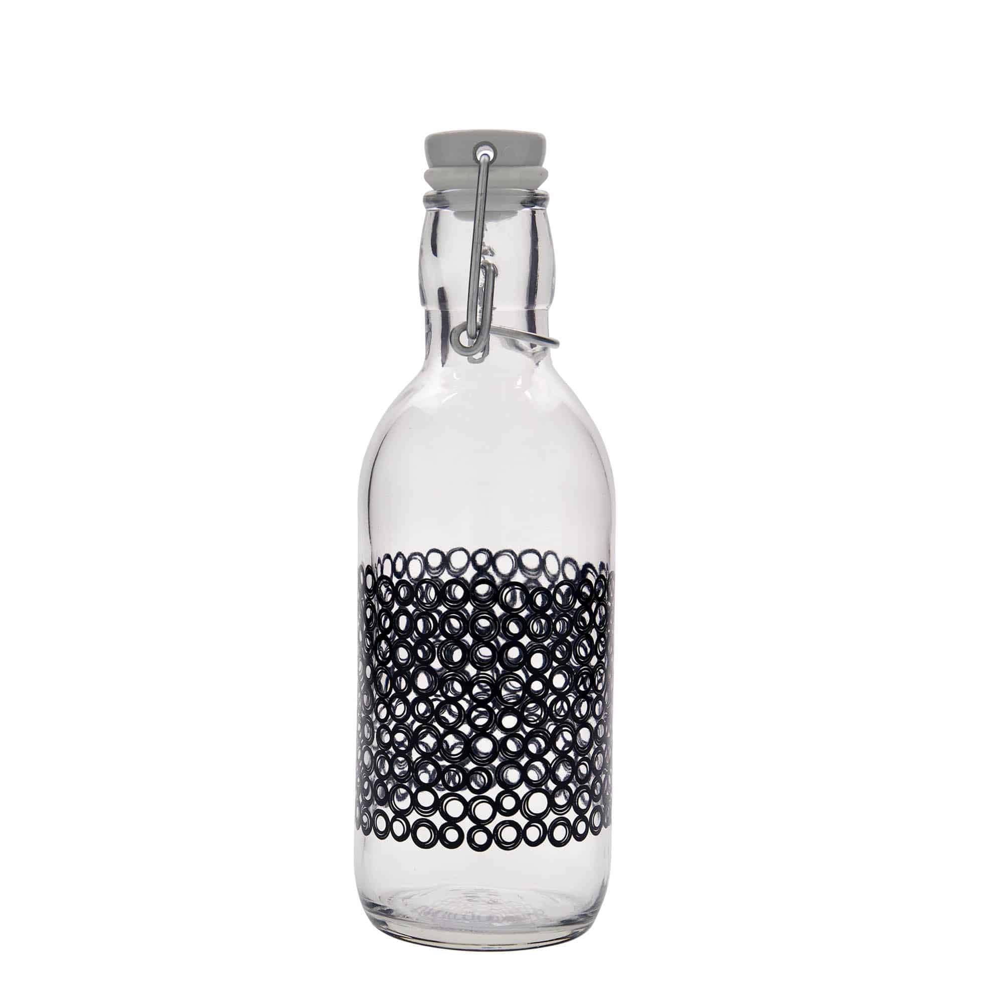 500 ml glassflaske "Emilia", motiv: Circola nero, åpning: Bøylelokk
