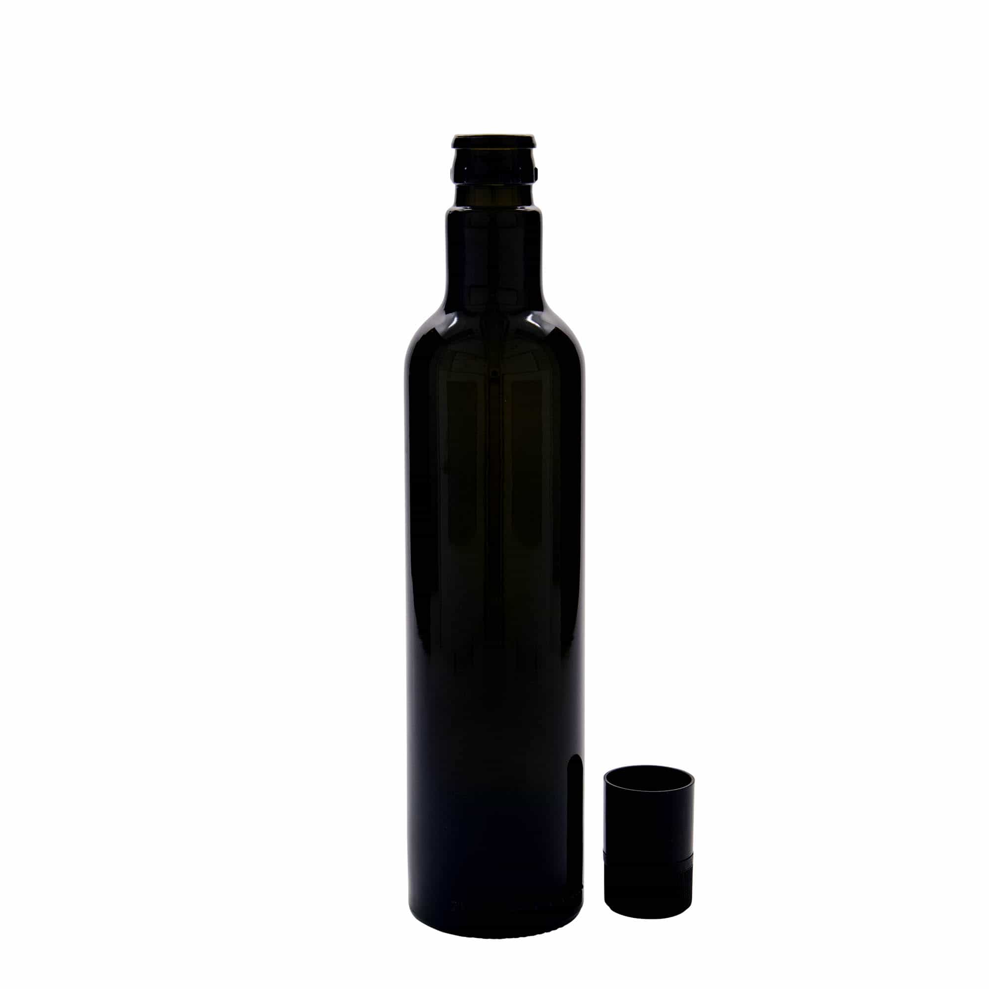 500 ml eddik-/oljeflaske "Willy New", glass, antikkgrønn, åpning: DOP