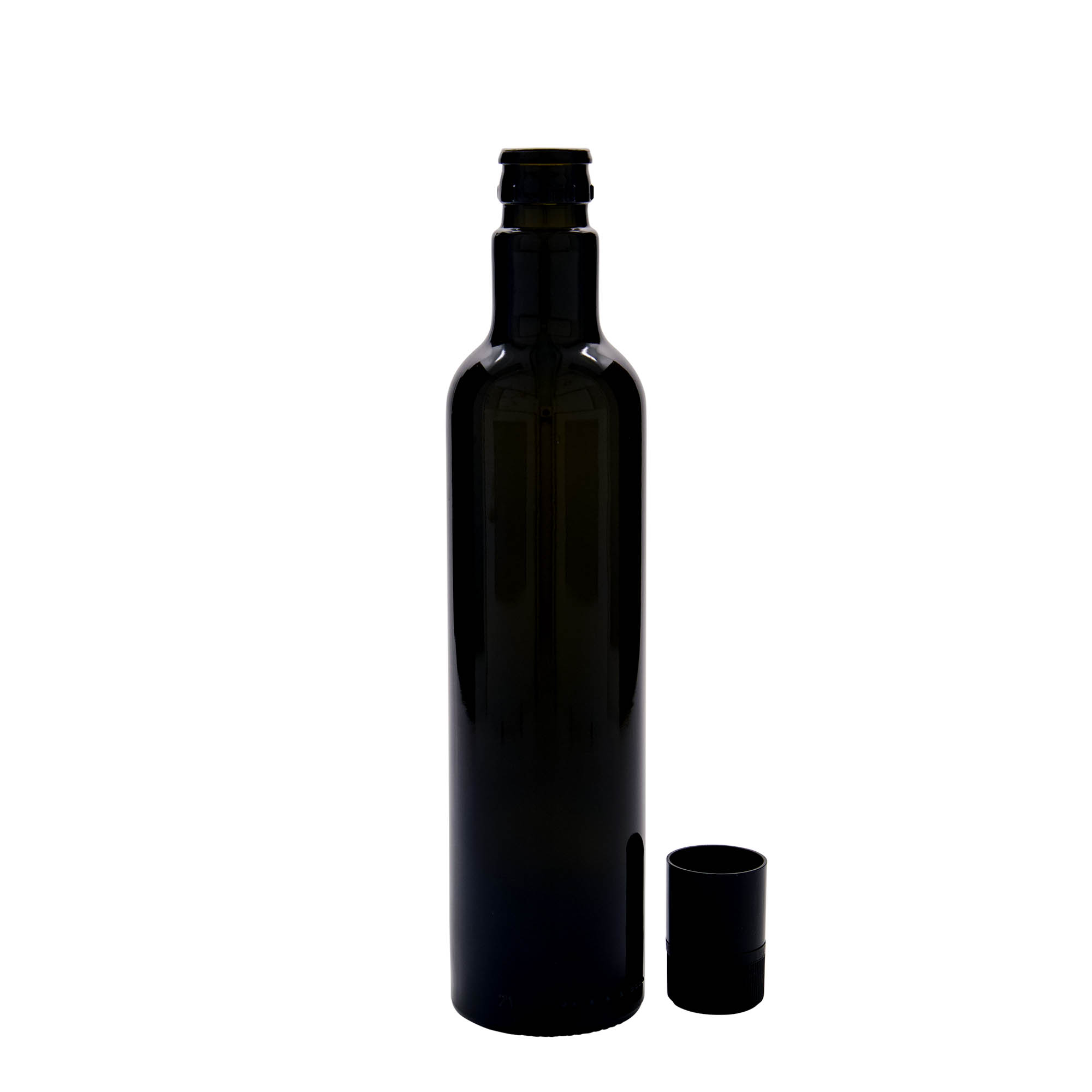 500 ml eddik-/olje-flaske 'Willy New', glass, antikkgrønn, munnstykke: DOP