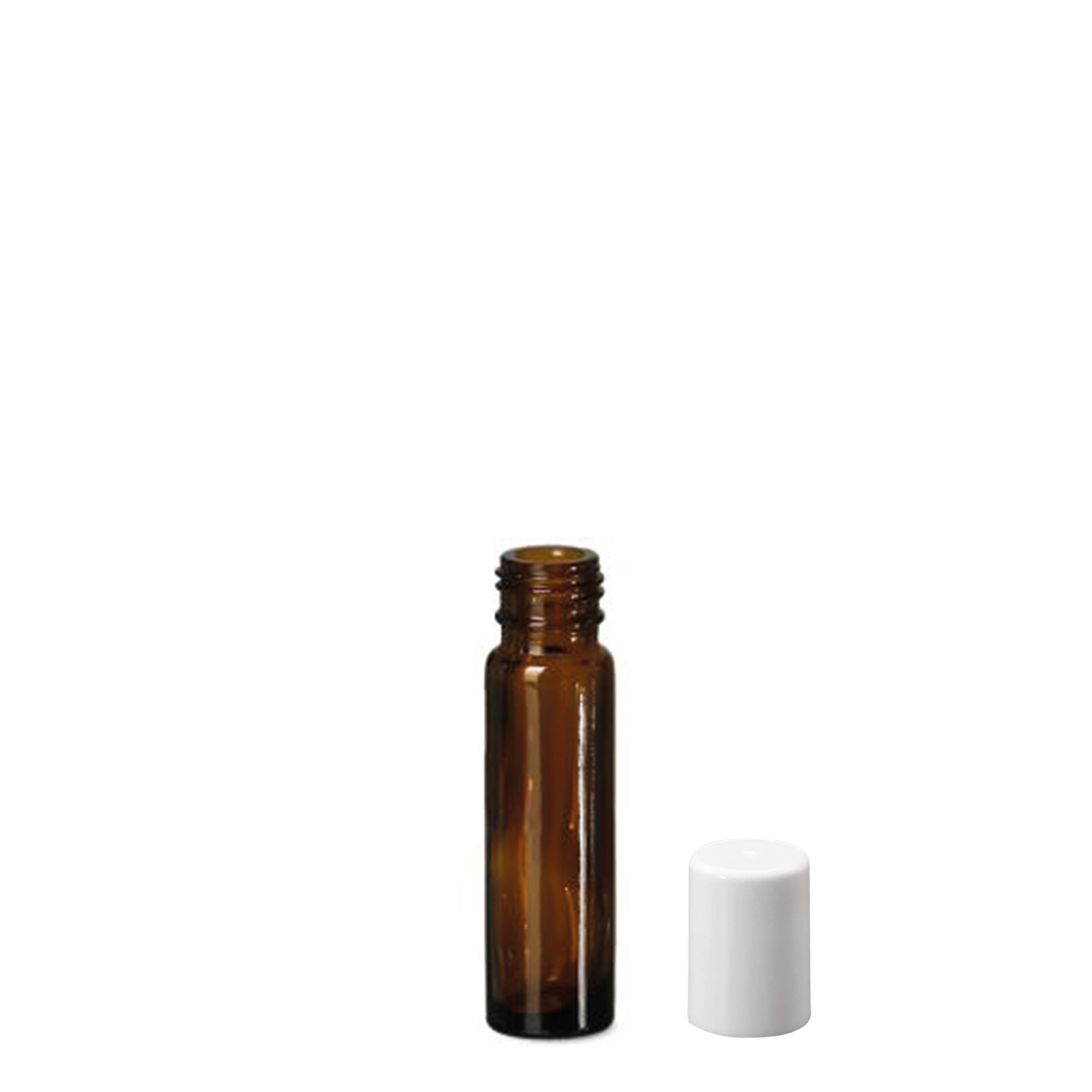 10 ml roll-on-flaske, glass, brun, åpning: skrukork