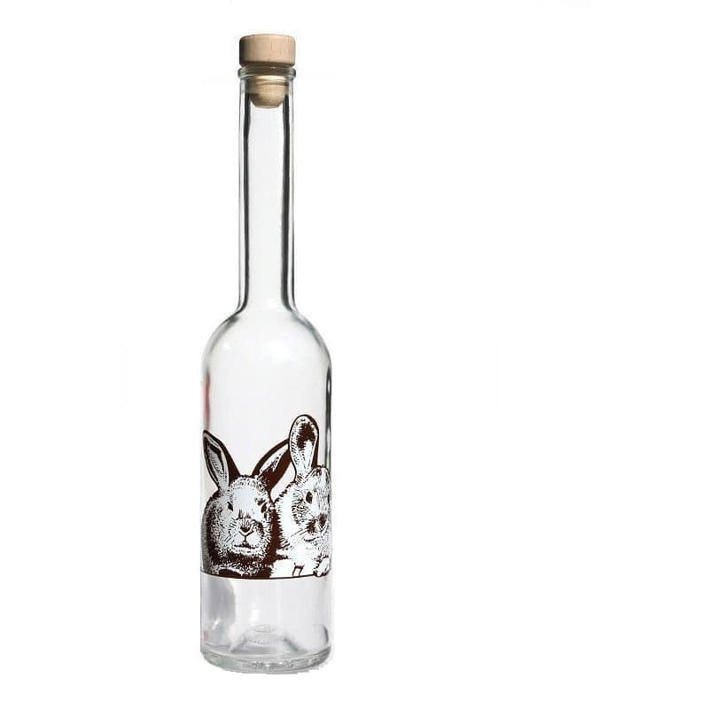 500 ml glassflaske 'Opera', motiv: Kanin, åpning: kork