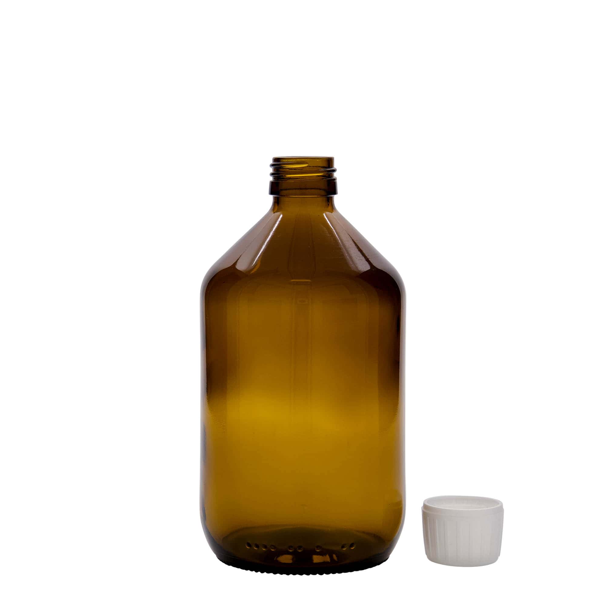 500 ml medisinsk flaske, brun, glass, åpning: PP 28