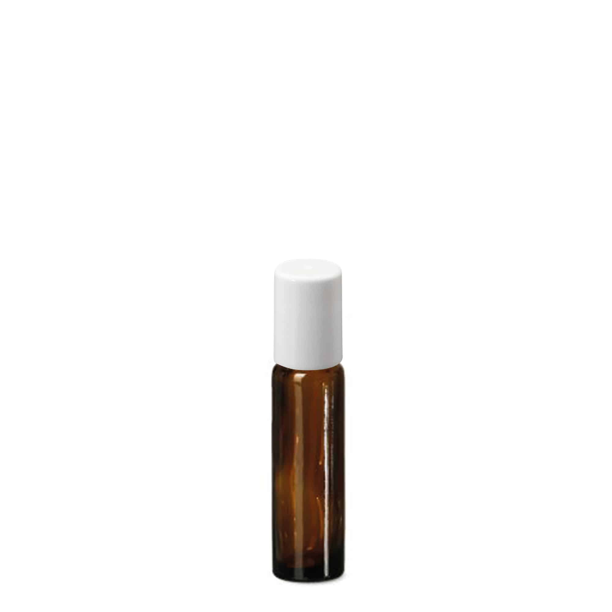 10 ml roll-on-flaske, glass, brun, åpning: skrukork