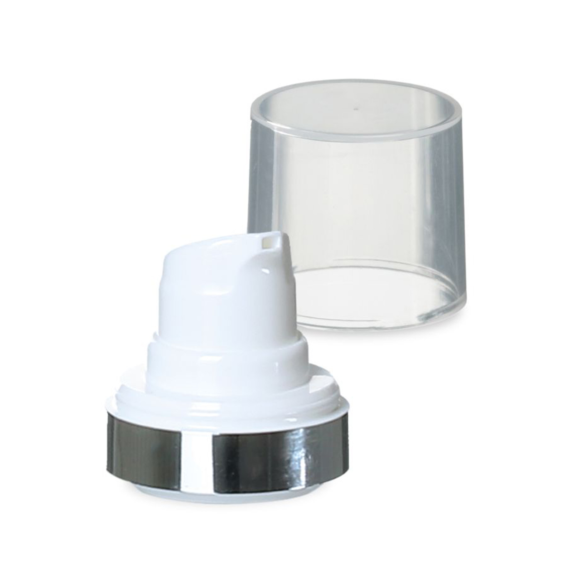 Airless-hode Micro sølvkant + naturfarget, blank stikkhette Airless-hode Micro sølvkant + naturfarget, blank stikkhette