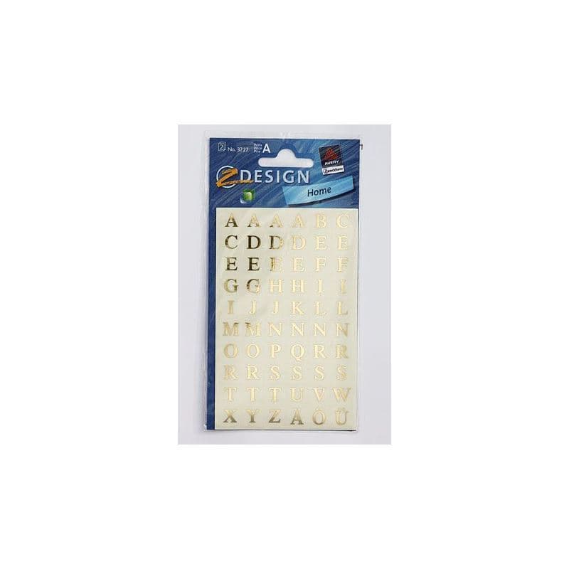 Zweckform-klistremerker "Alfabet", firkantet, plast, gull Zweckform-klistremerker "Alfabet", firkantet, plast, gull