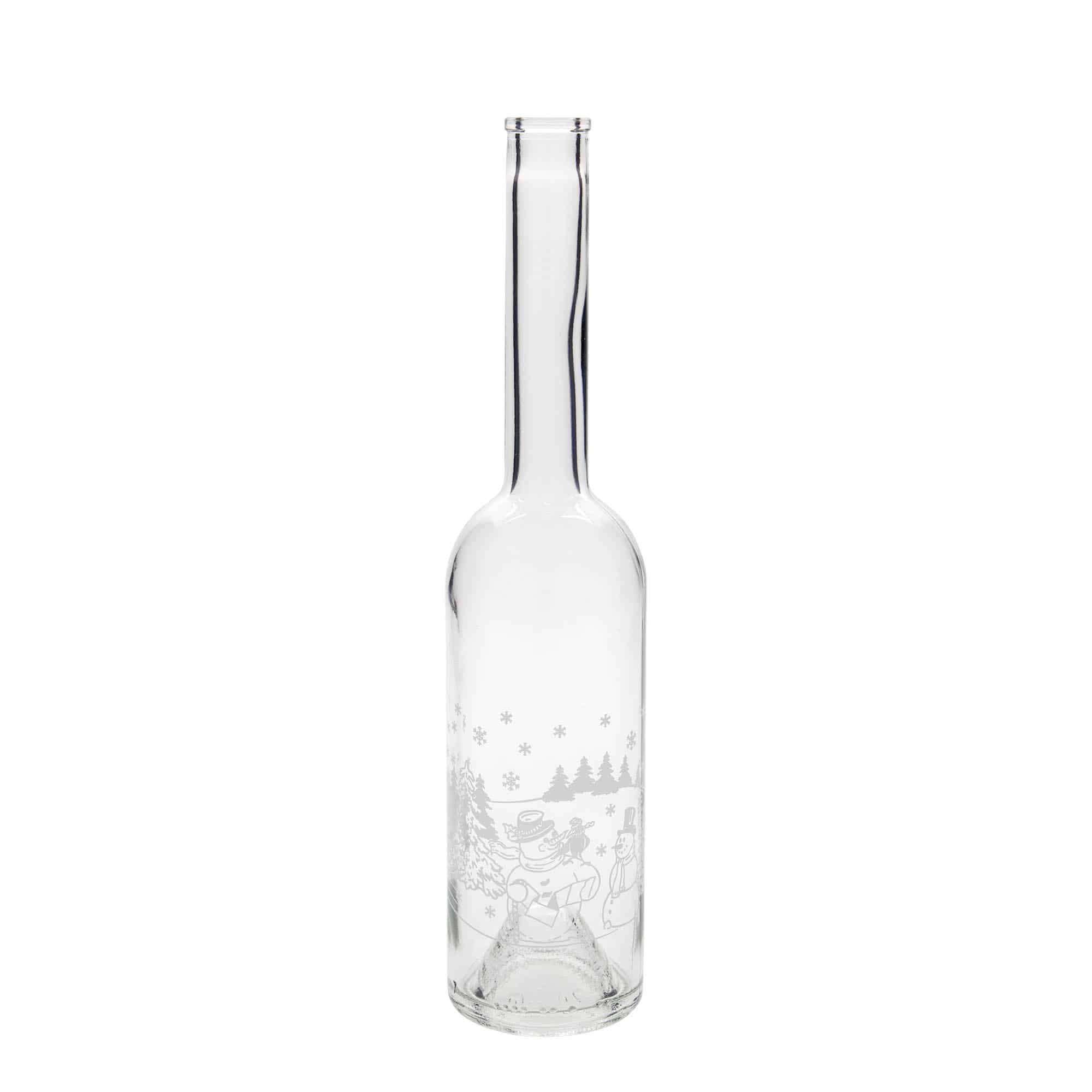 500 ml glassflaske "Opera", motiv: Snømannflaske, åpning: Kork 500 ml glassflaske "Opera", motiv: Snømannflaske, åpning: Kork