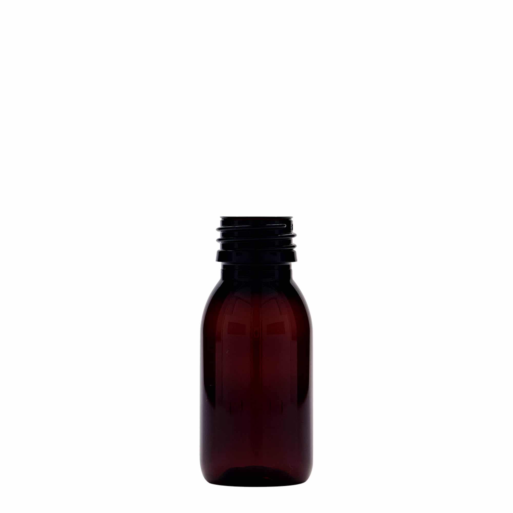 60 ml PET-medisinflaske, brun, plast, åpning: PP 28 60 ml PET-medisinflaske, brun, plast, åpning: PP 28