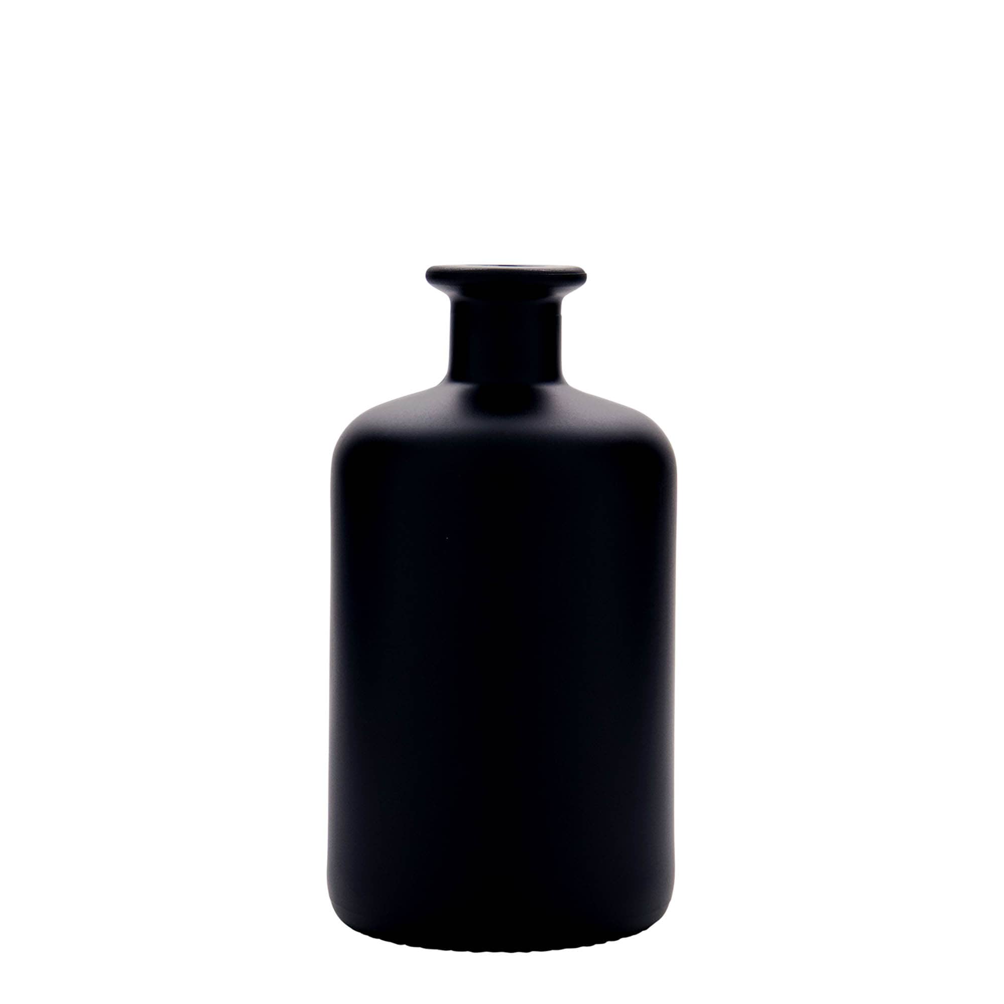 500 ml glassflaske apoteker, svart, åpning: kork
