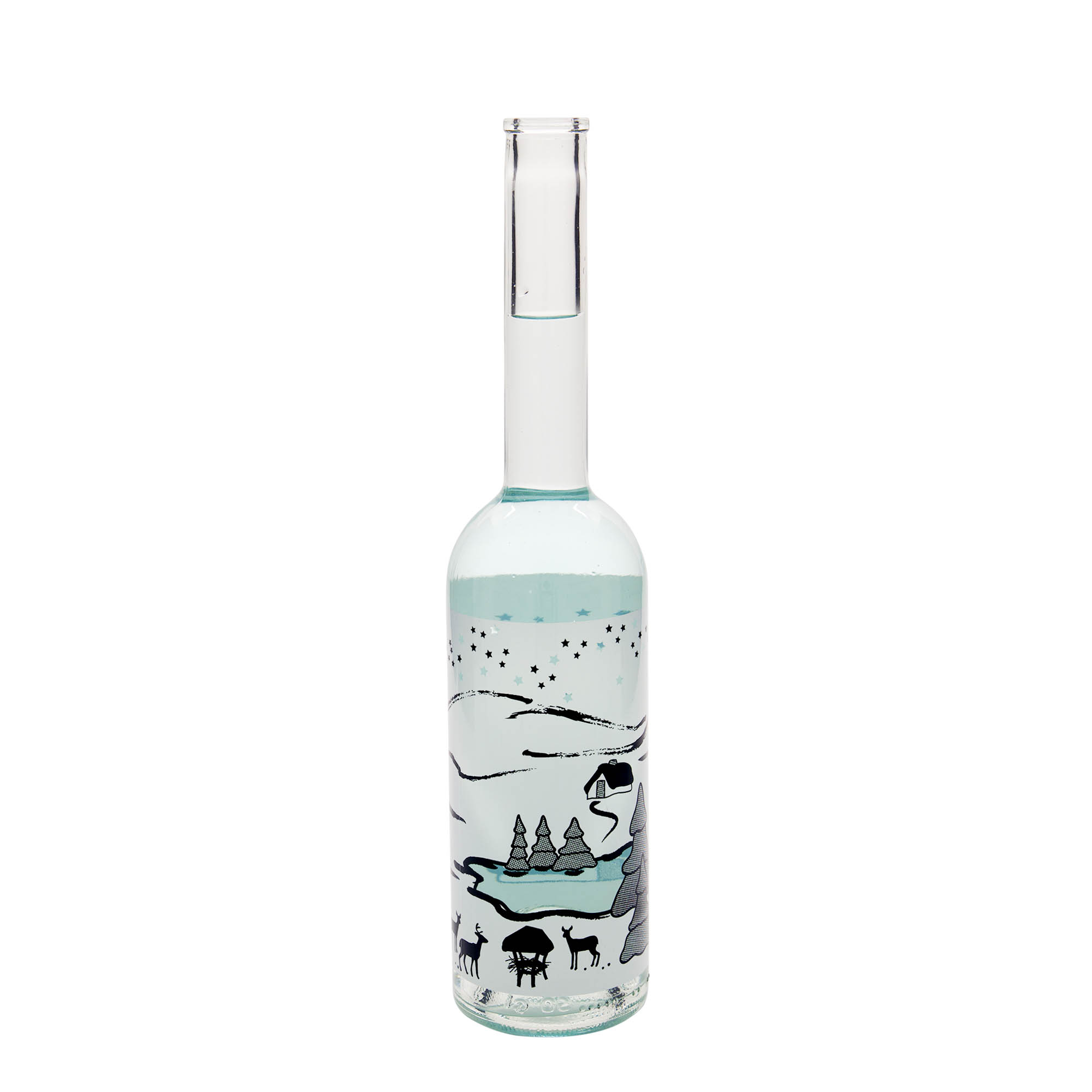500 ml glassflaske 'Opera', motiv: Wintertraum-Bianco, munnstykke: kork