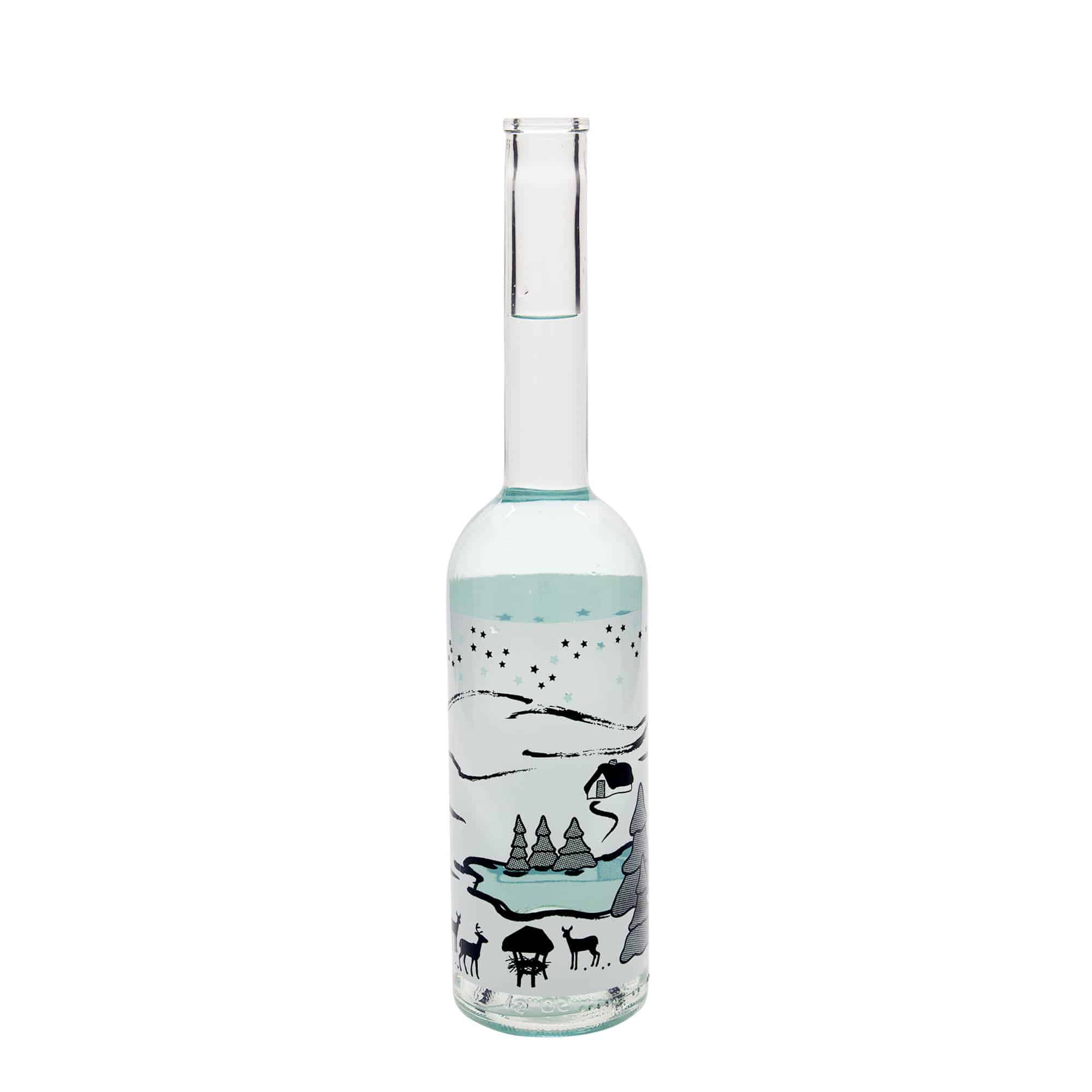 500 ml glassflaske 'Opera', motiv: Wintertraum-Bianco, munnstykke: kork 500 ml glassflaske 'Opera', motiv: Wintertraum-Bianco, munnstykke: kork