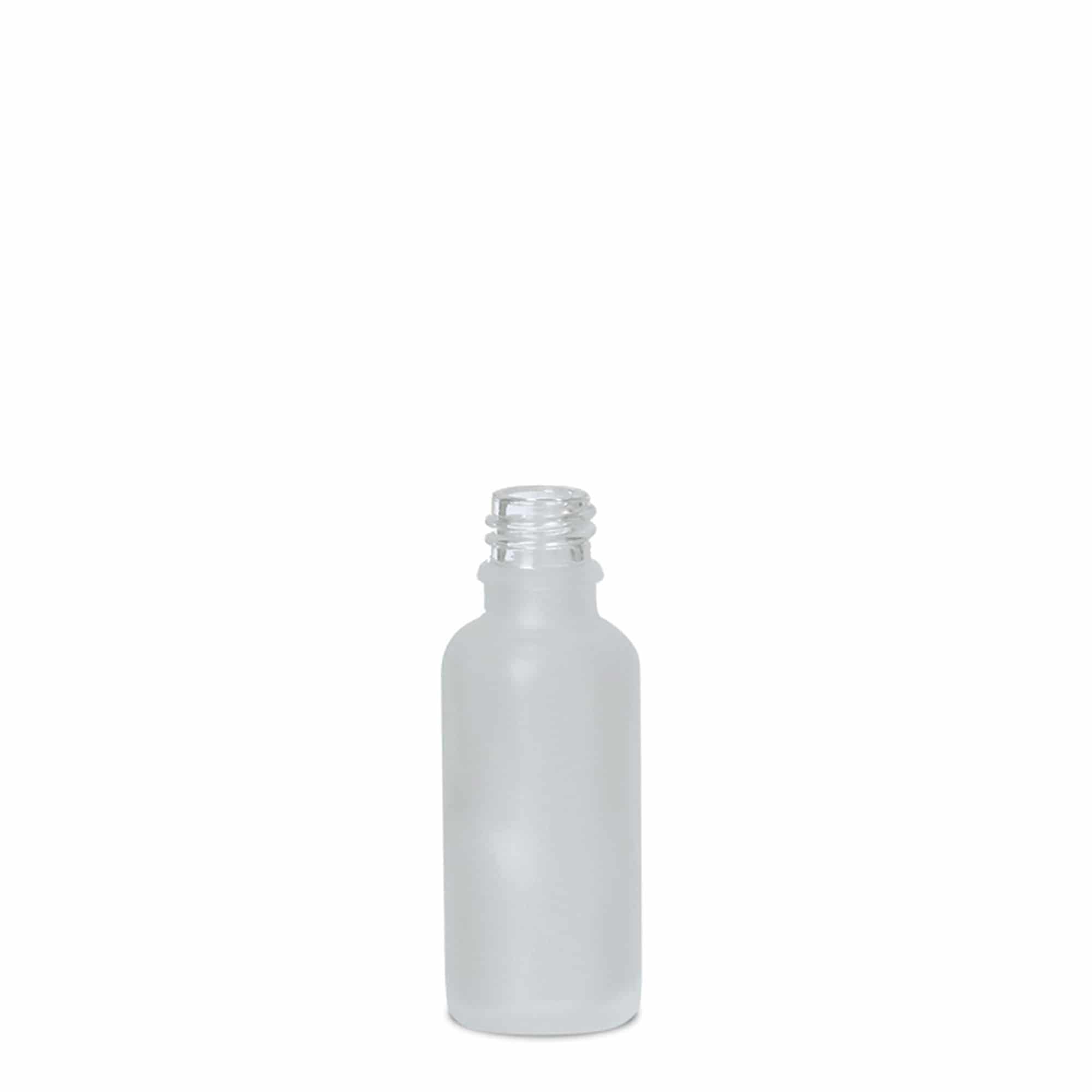 30 ml medisinsk flaske, glass, frostet, åpning: DIN 18 30 ml medisinsk flaske, glass, frostet, åpning: DIN 18