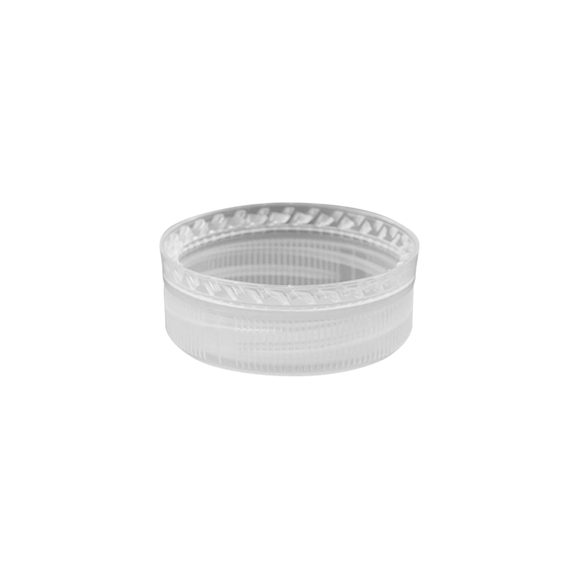 Skrulokk med to gjenger, PE-plast, hvit, for åpning: PET 38 mm
