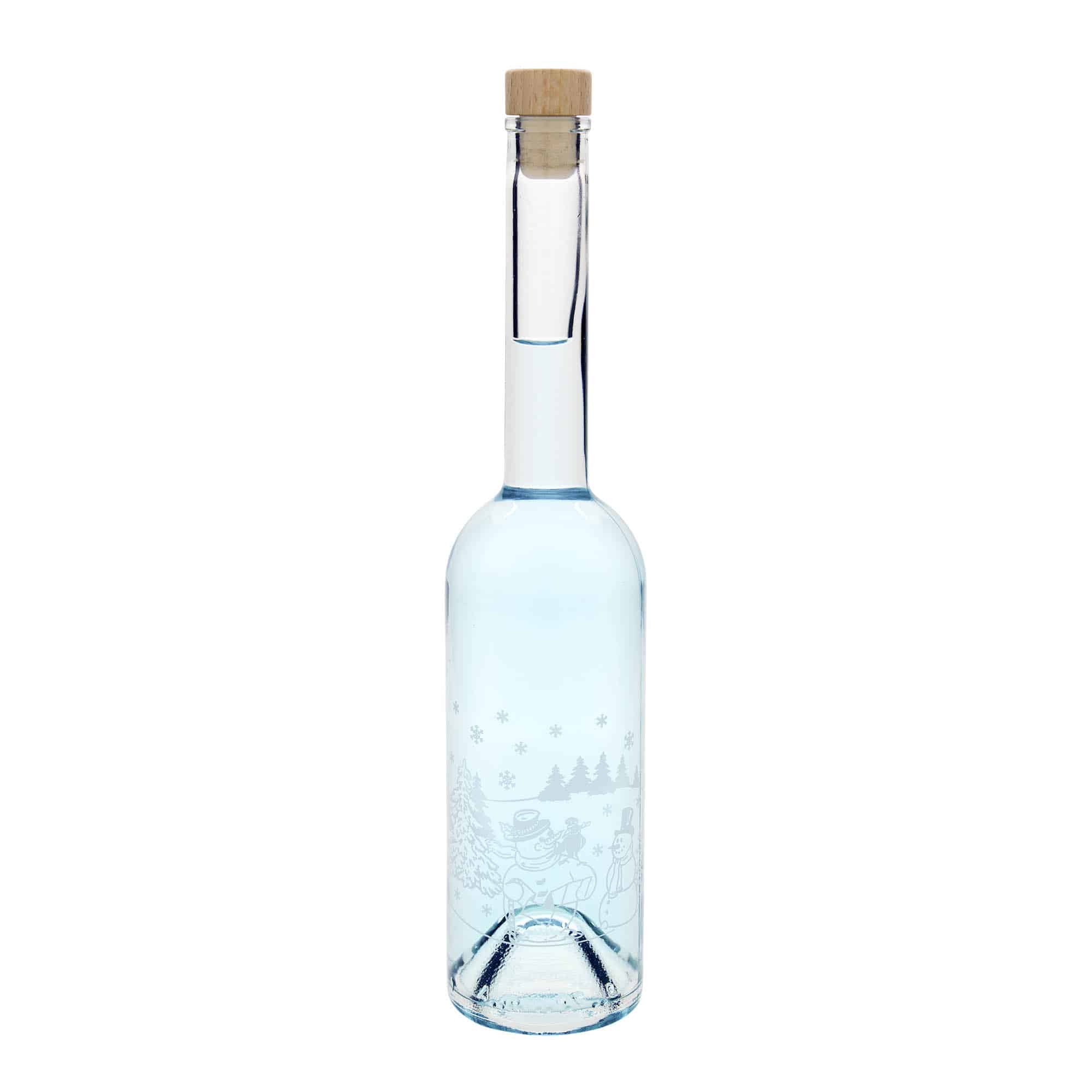 500 ml glassflaske "Opera", motiv: Snømannflaske, åpning: Kork