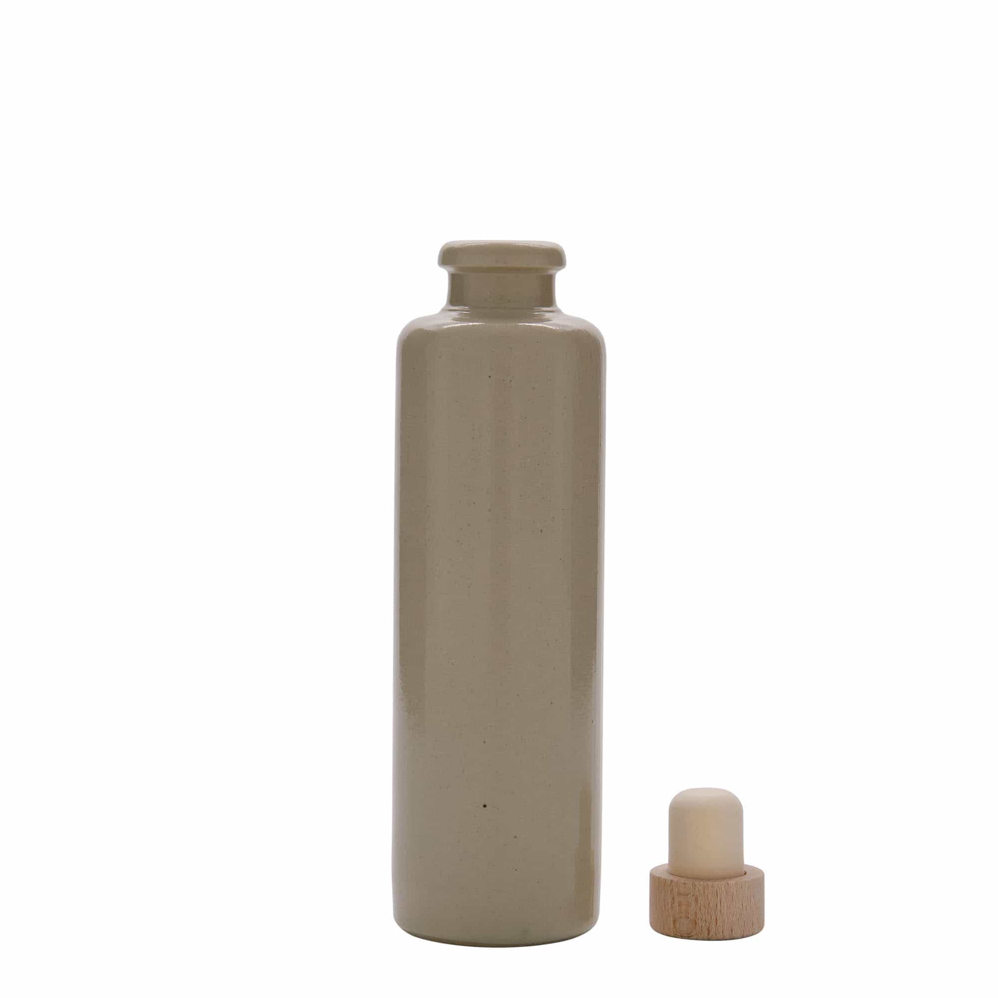 200 ml leirkrus, steintøy, beige, åpning: Kork