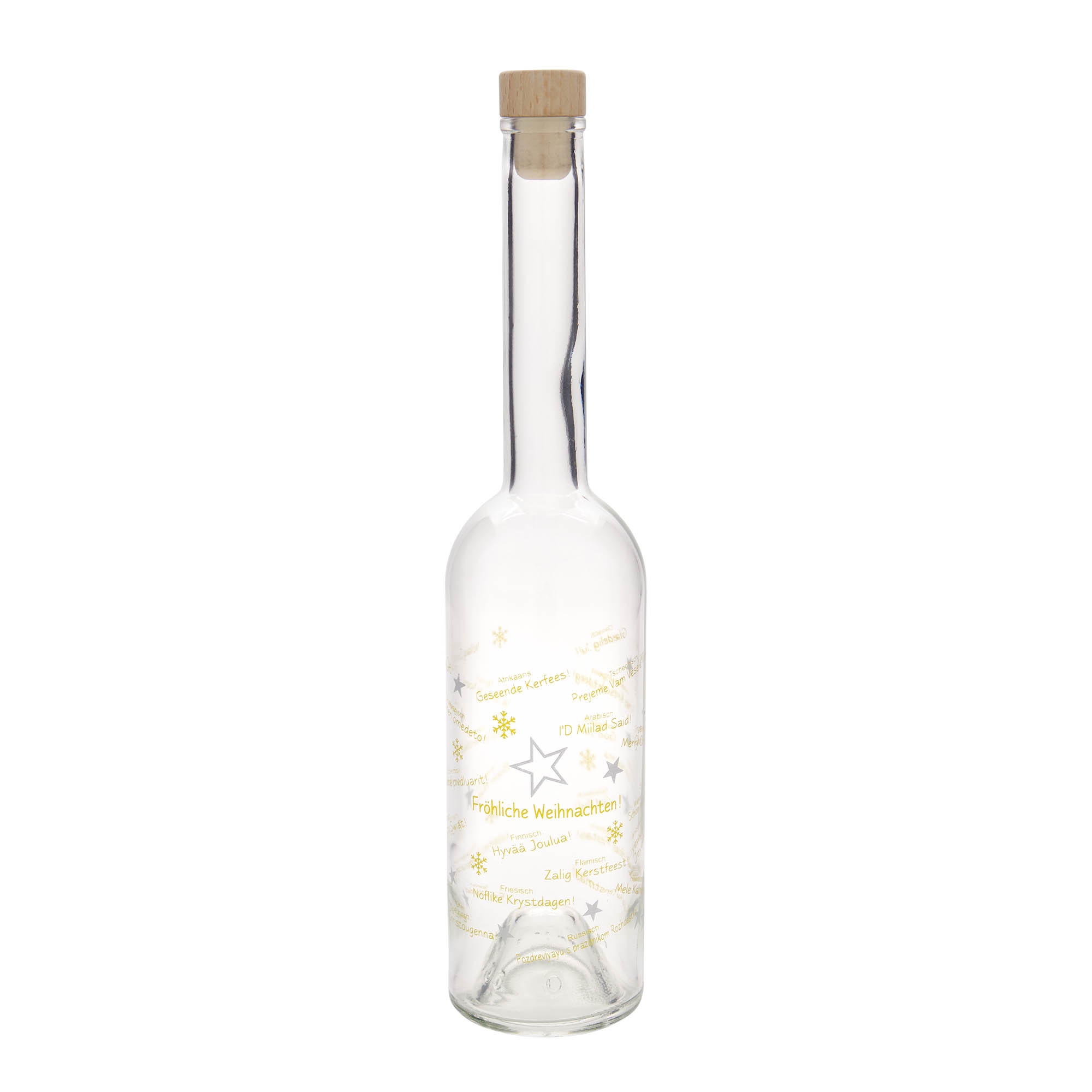 500 ml glassflaske 'Opera', motiv: Jul i verden, åpning: kork