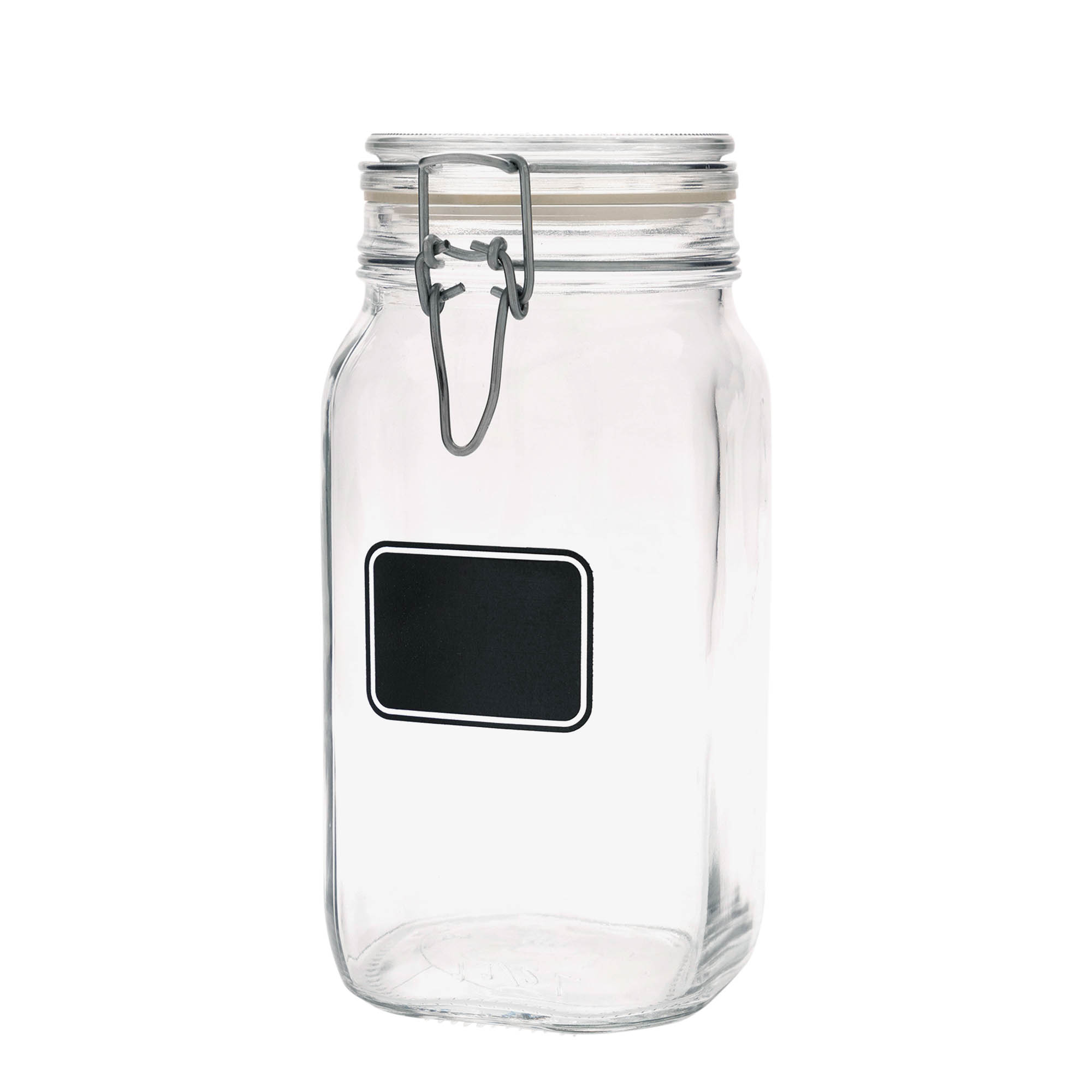 1.500 ml trådspenneglass 'Fido', motiv: etikettfelt, firkantet, åpning: trådspennelokk 1.500 ml trådspenneglass 'Fido', motiv: etikettfelt, firkantet, åpning: trådspennelokk