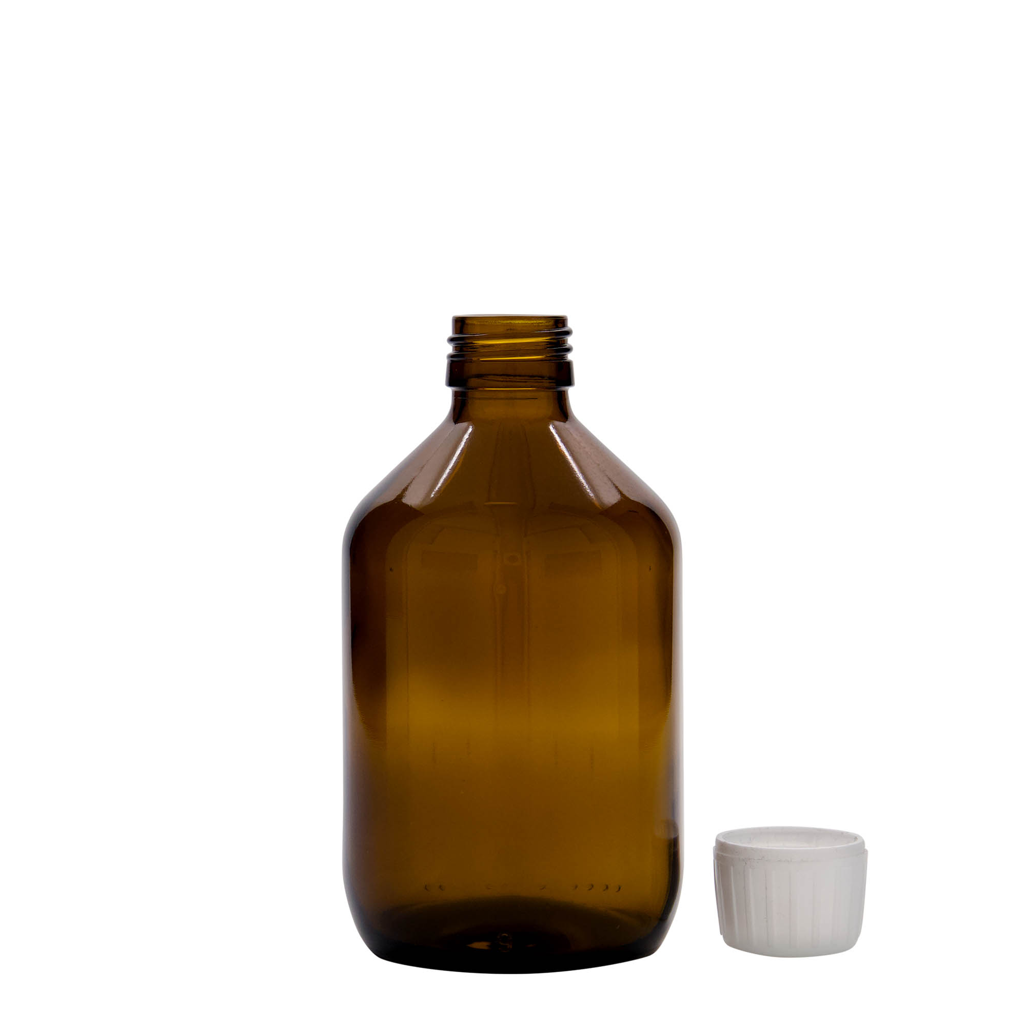 300 ml medisinsk flaske, brun, glass, åpning: PP 28