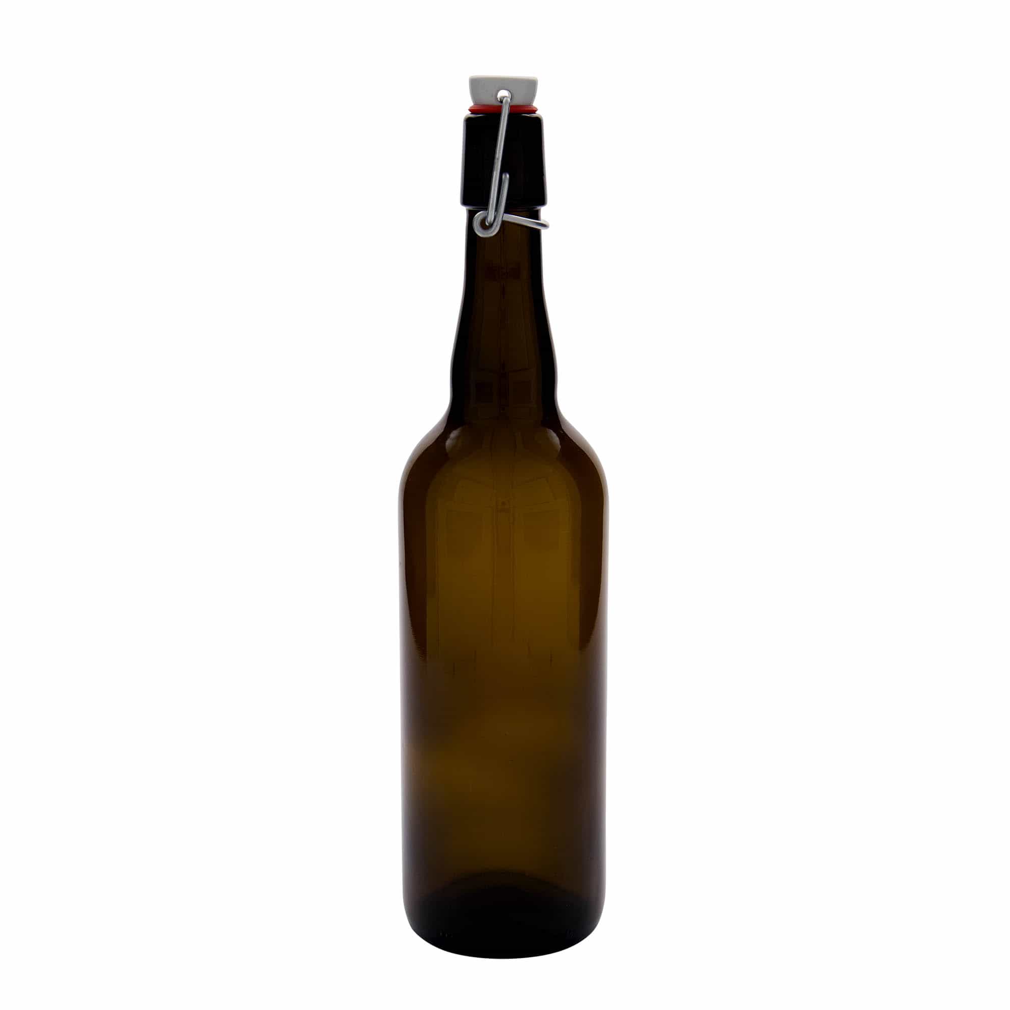 750 ml ølflaske Belgia, glass, brun, åpning: patentkork