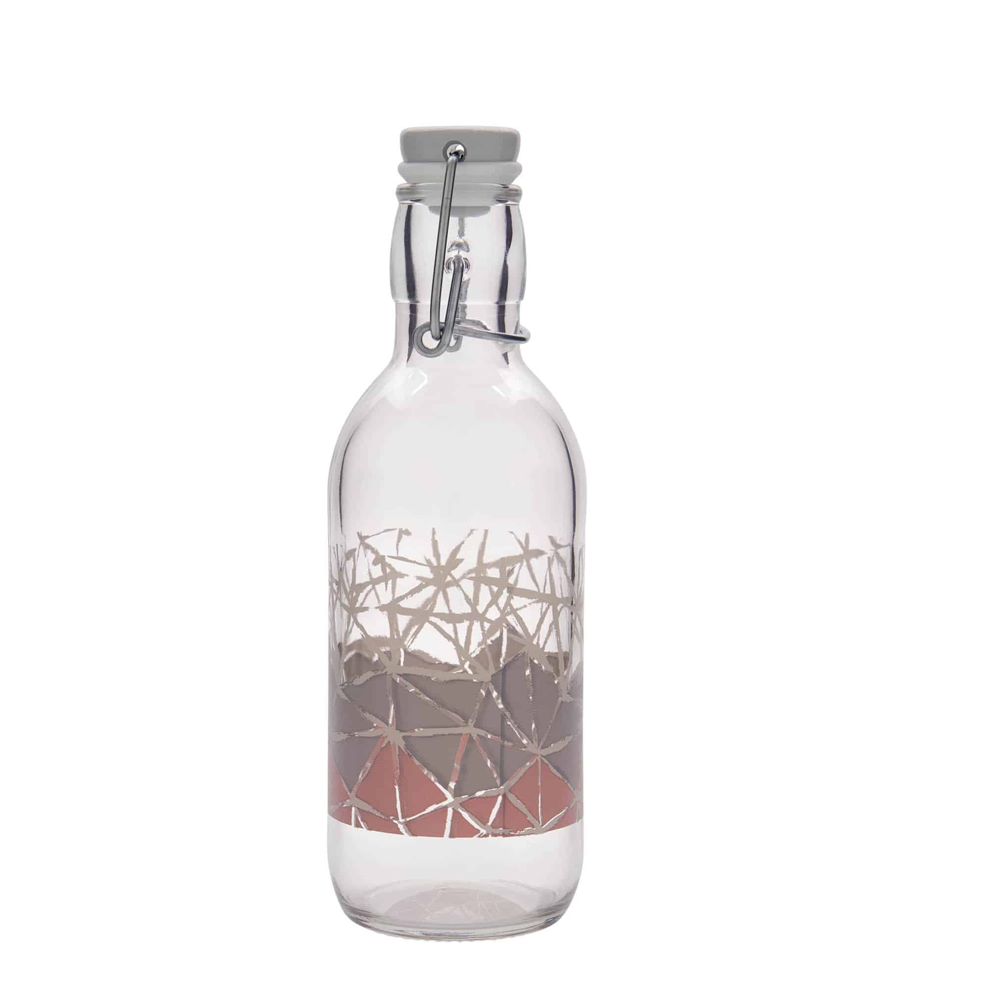 500 ml glassflaske Emilia trykt 'Manolibera rosa', åpning: patentlokk