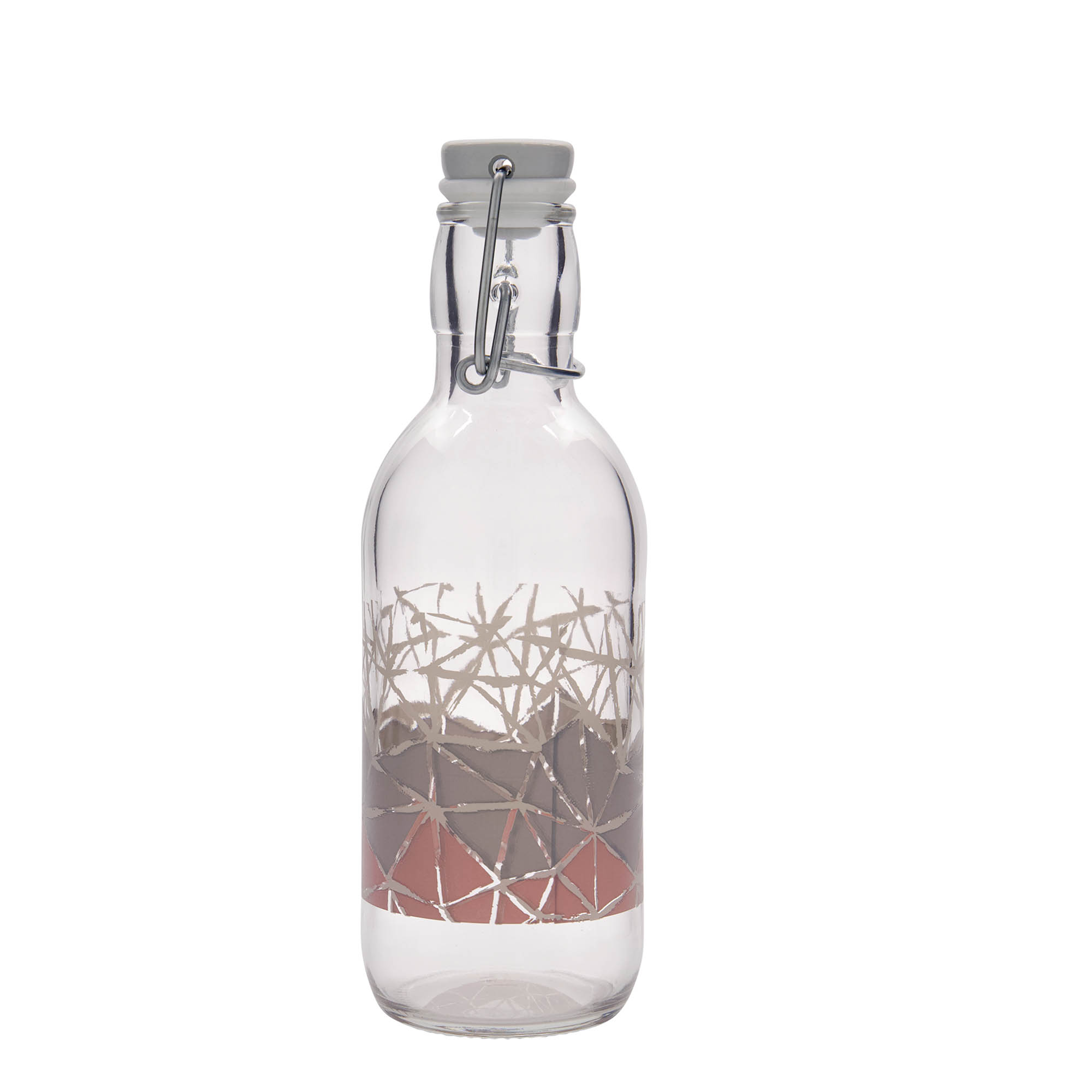 500 ml glassflaske Emilia trykt 'Manolibera rosa', åpning: patentlokk 500 ml glassflaske Emilia trykt 'Manolibera rosa', åpning: patentlokk