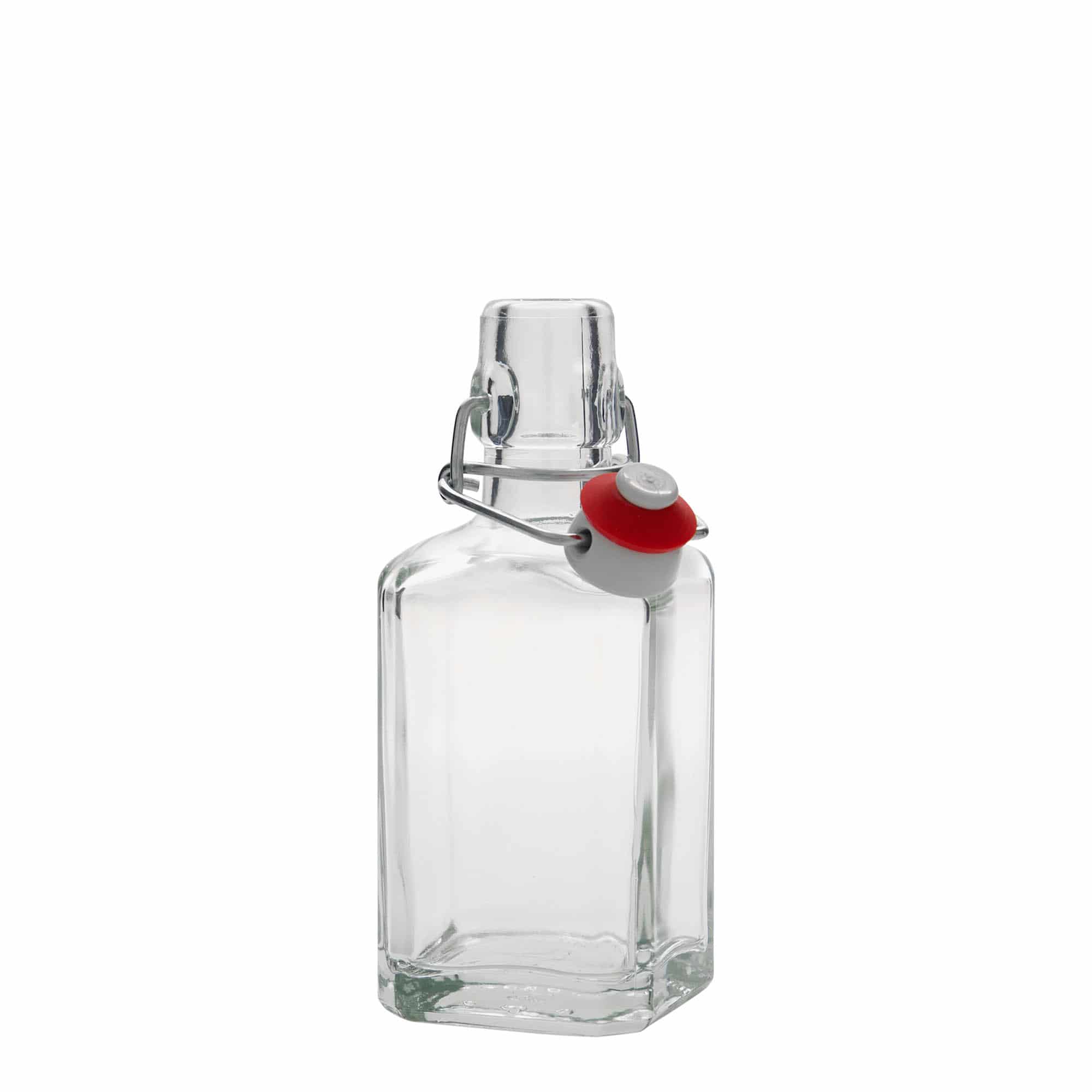 250 ml glassflaske "Rialto", kvadratisk, åpning: Bøylelokk