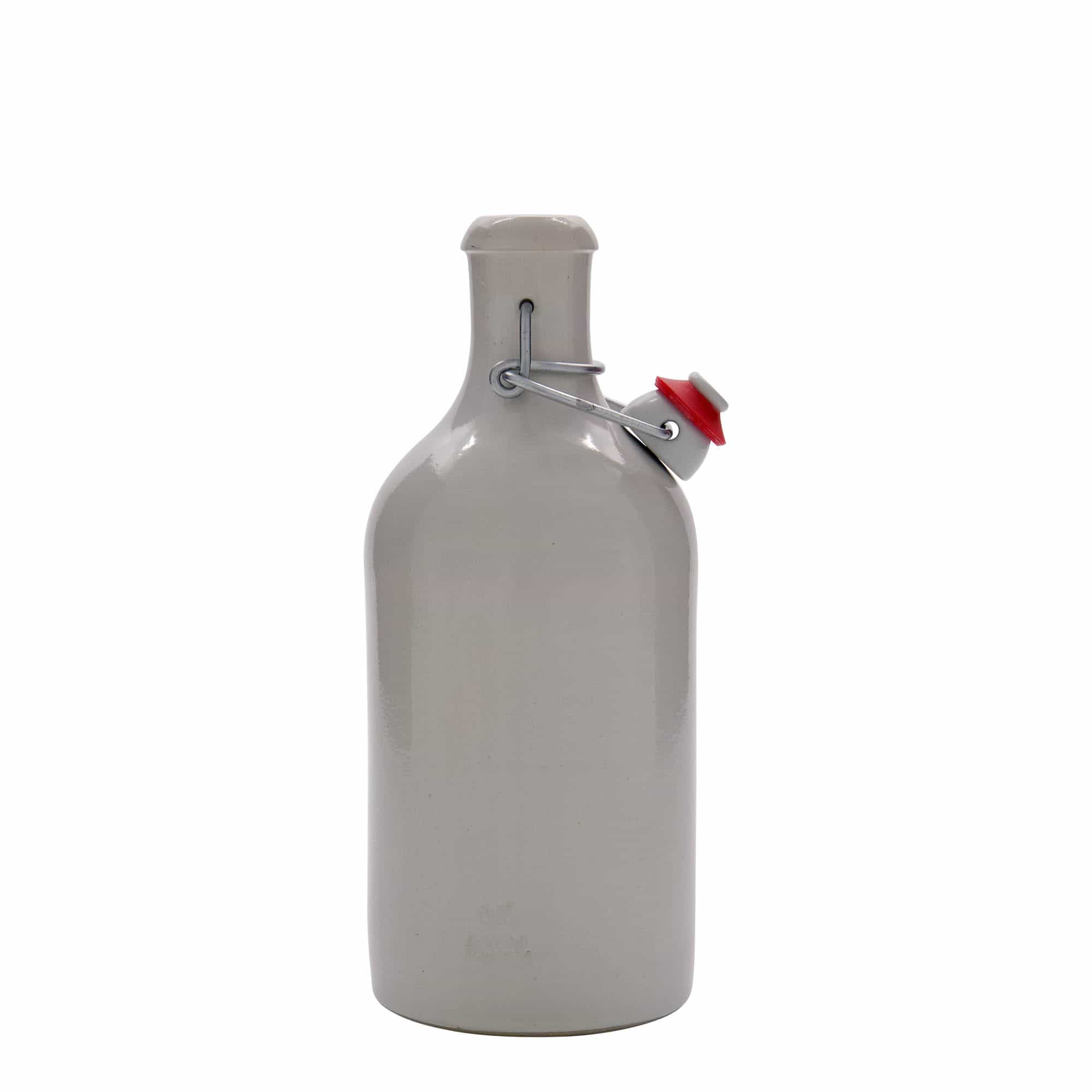 500 ml leirkrus, steintøy, hvit, åpning: Kork