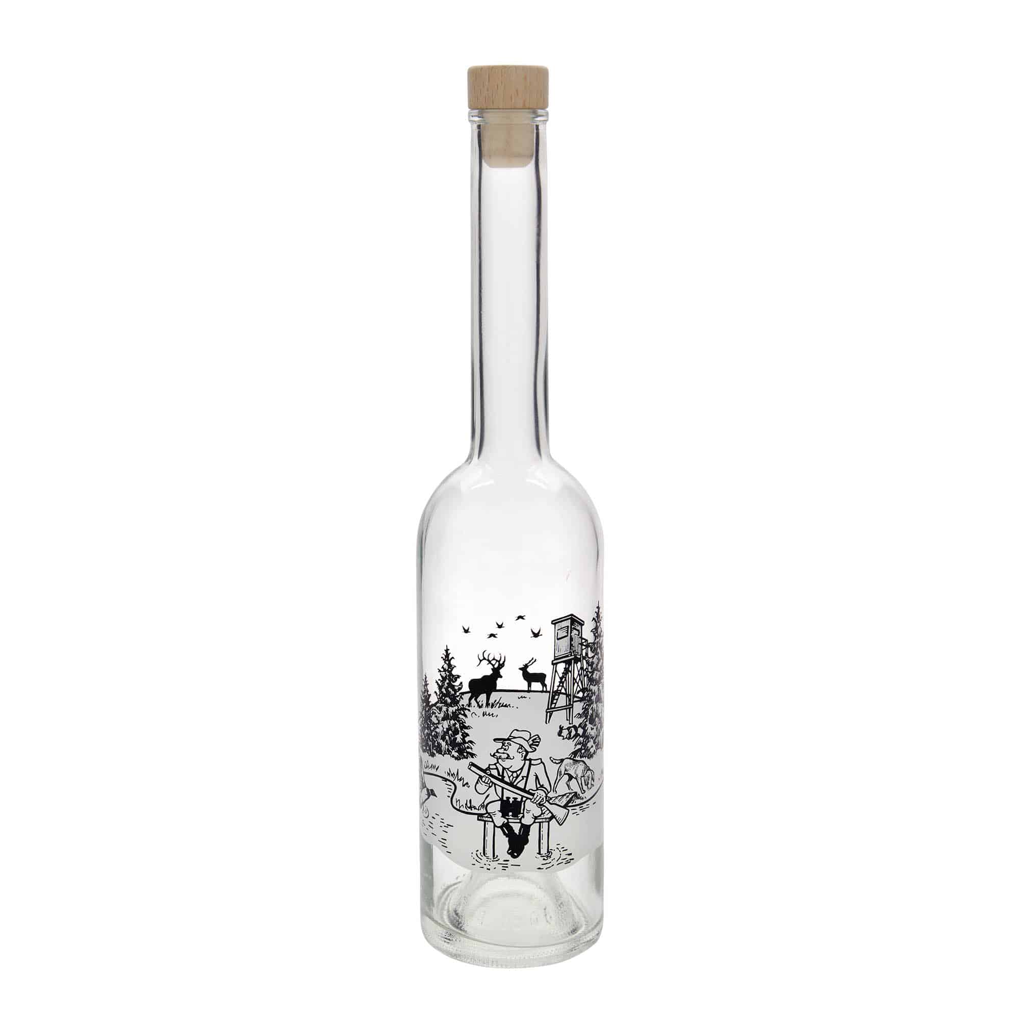 500 ml glassflaske "Opera", motiv: Jeger, åpning: Kork