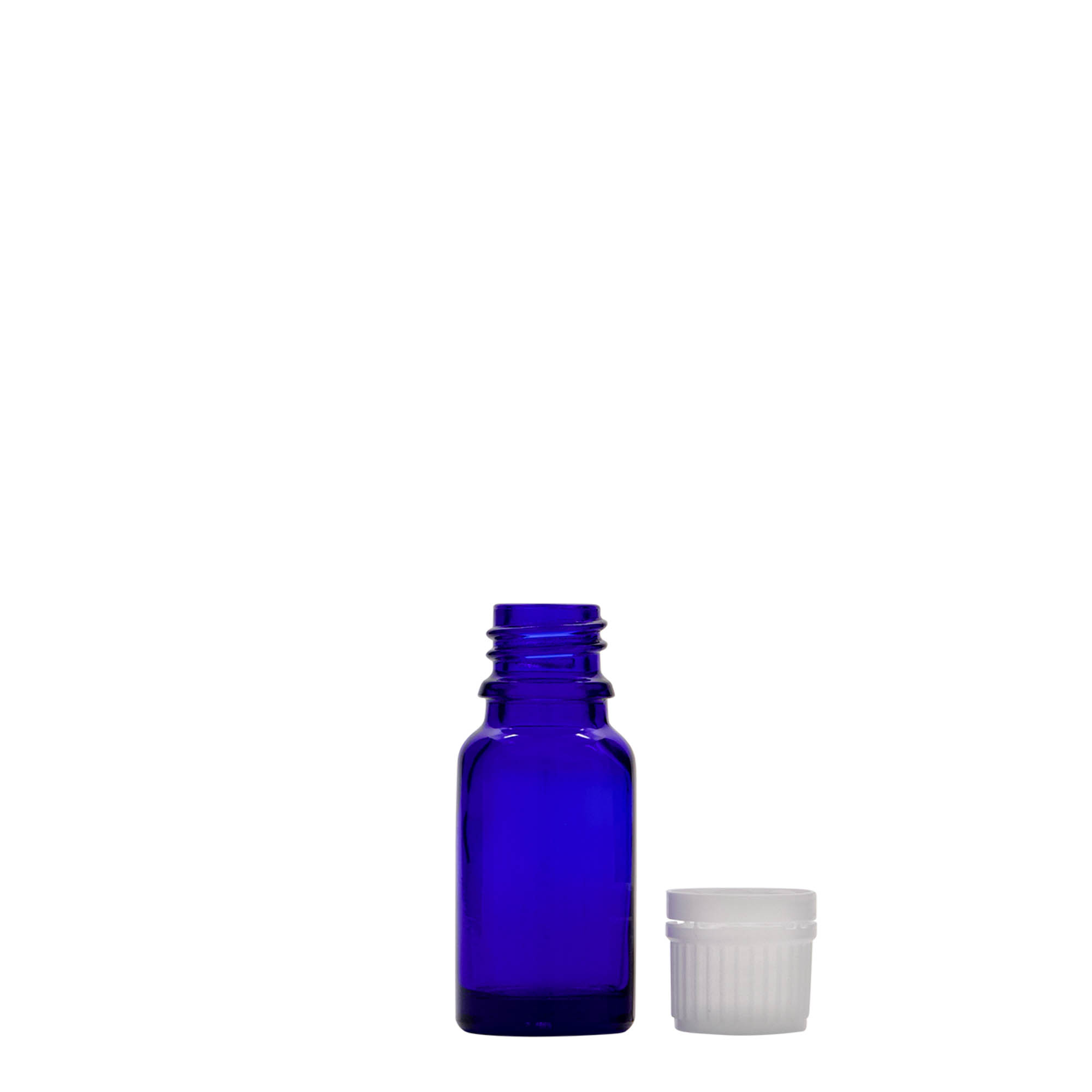 10 ml medisinflaske, glass, kongeblå, åpning: DIN 18 10 ml medisinflaske, glass, kongeblå, åpning: DIN 18