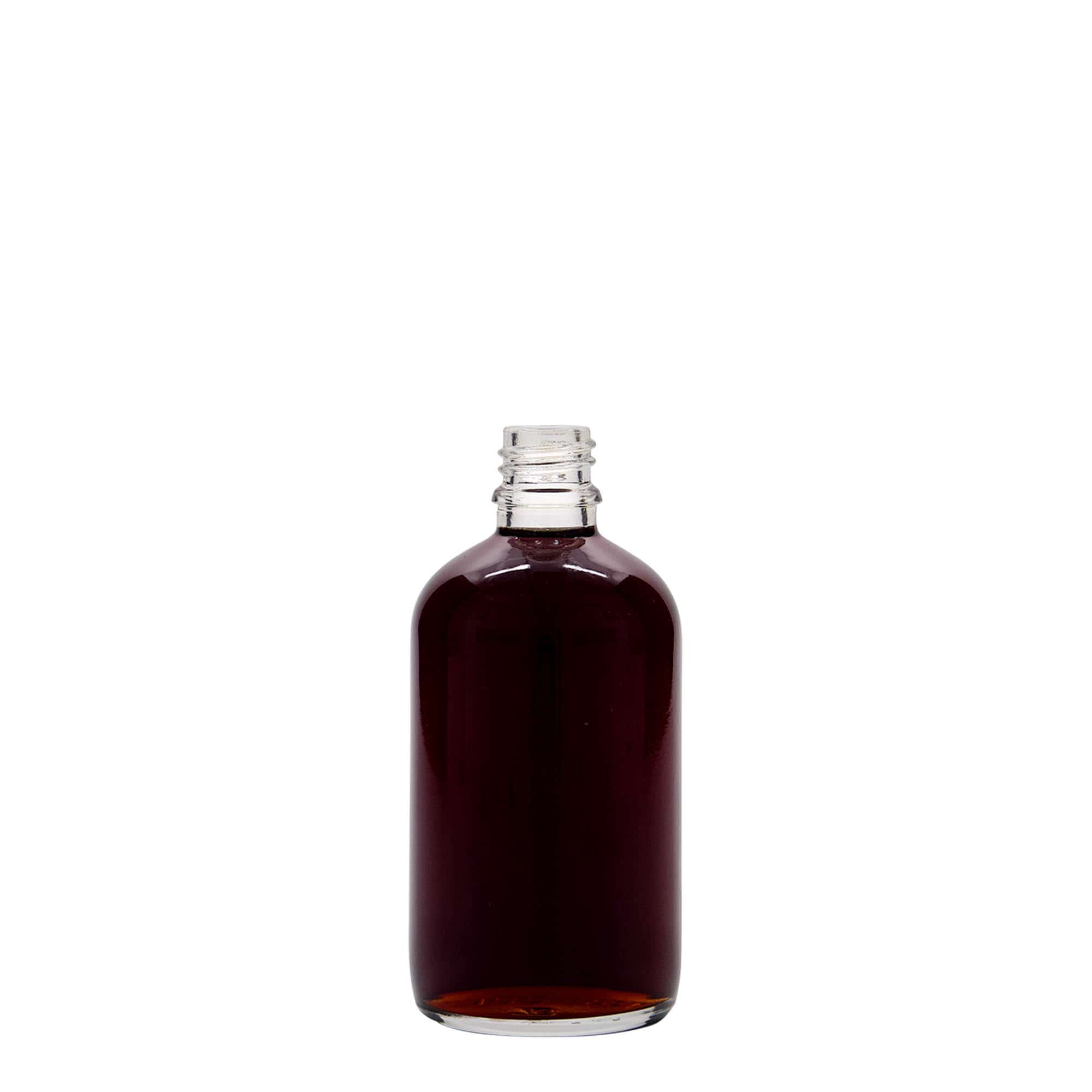 100 ml medisinsk flaske, glass, åpning: DIN 18