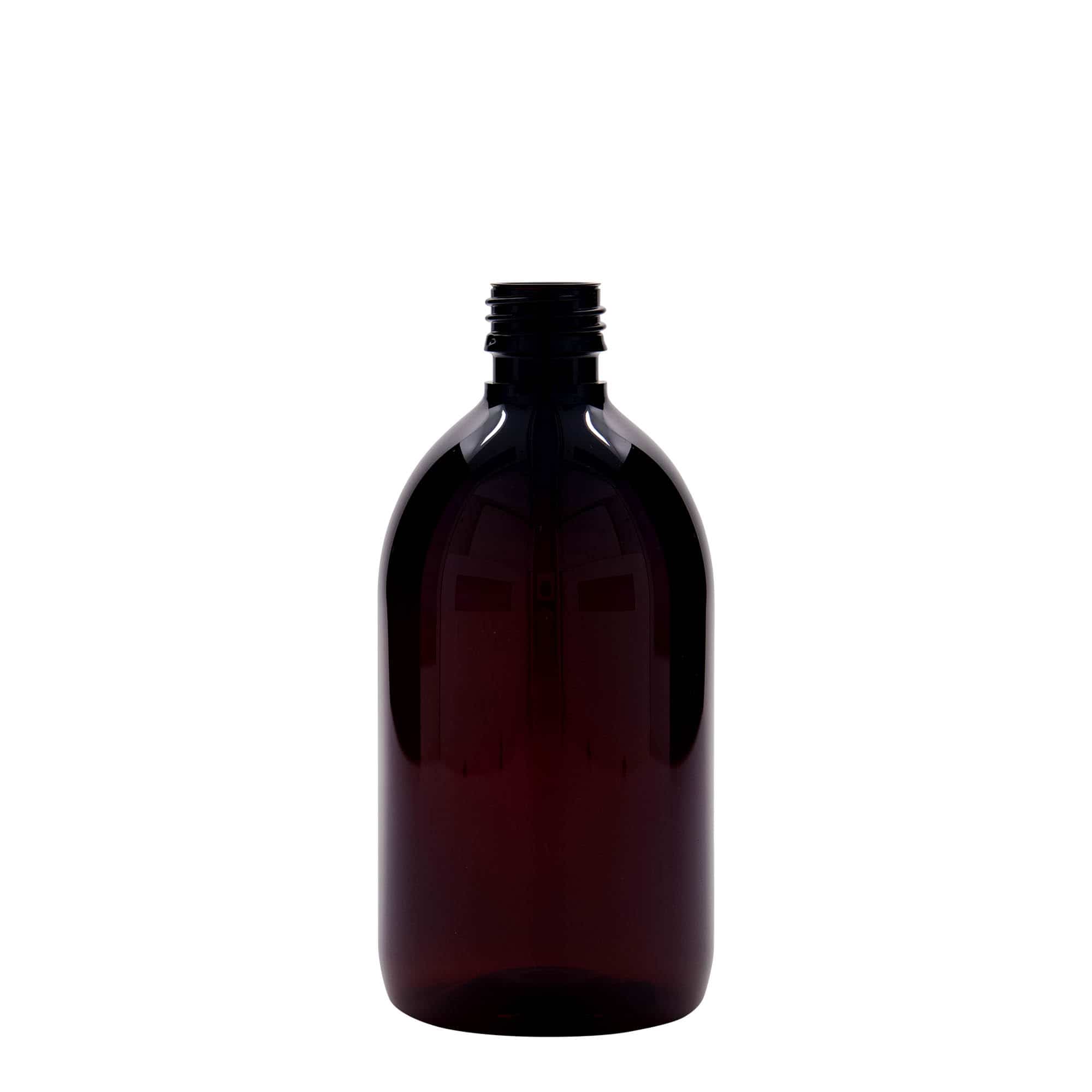 500 ml PET-medisinflaske, brun, plast, åpning: PP 28 500 ml PET-medisinflaske, brun, plast, åpning: PP 28