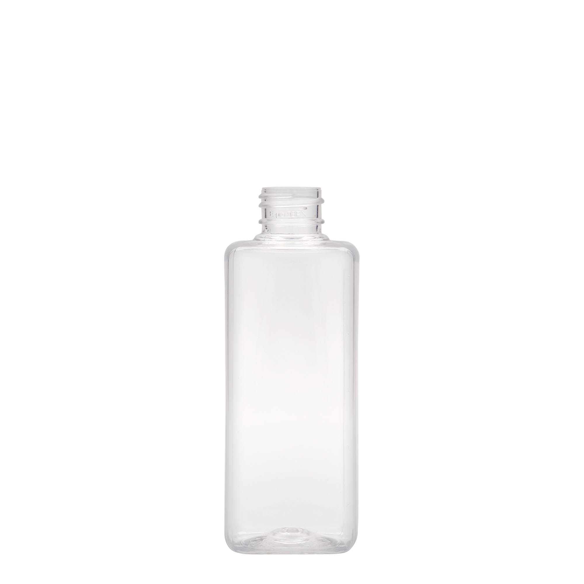 200 ml PET-flaske 'Karl', firkantet, plast, munnstykke: 24/410 200 ml PET-flaske 'Karl', firkantet, plast, munnstykke: 24/410