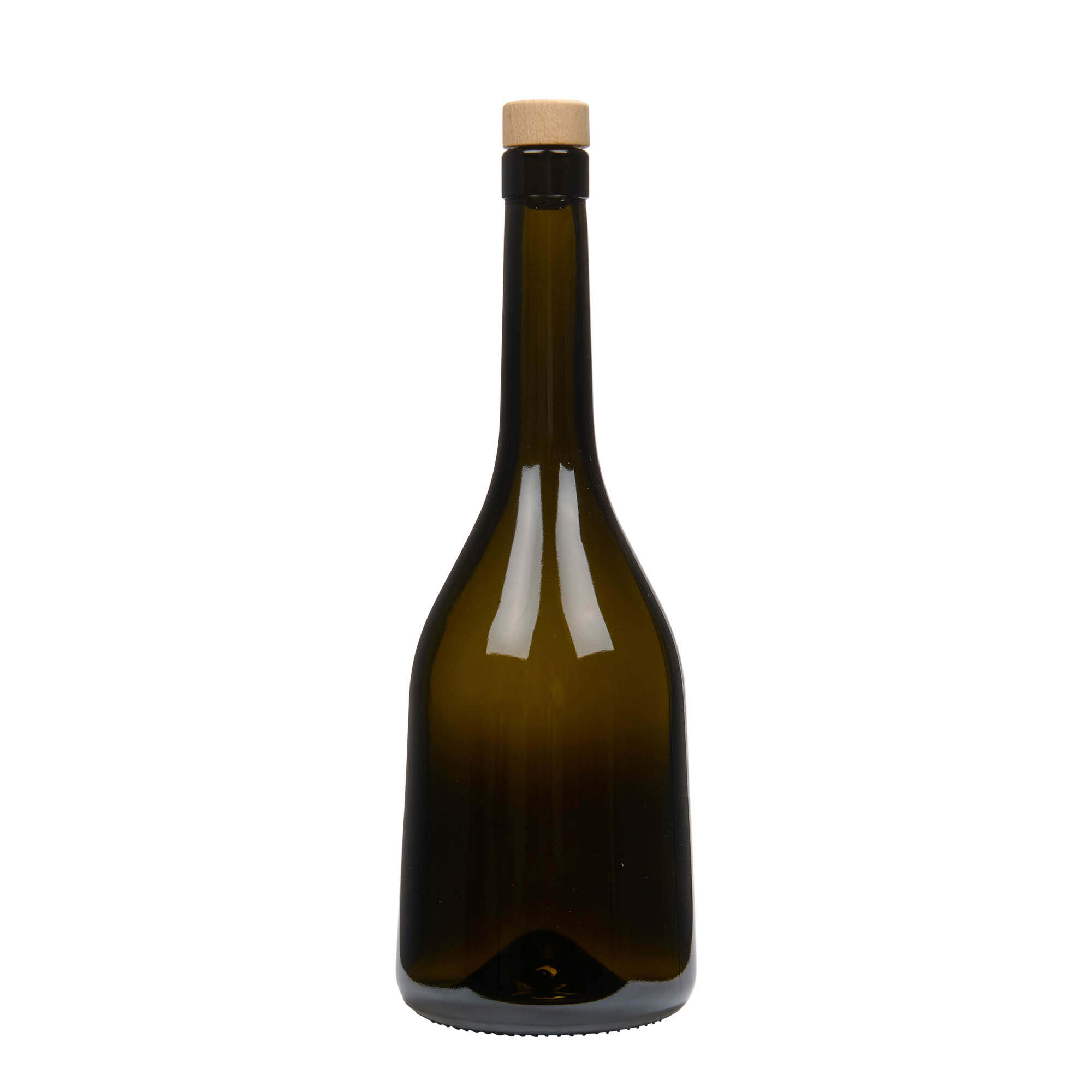 750 ml glassflaske 'Rustica', antikkgrønn, munn: kork