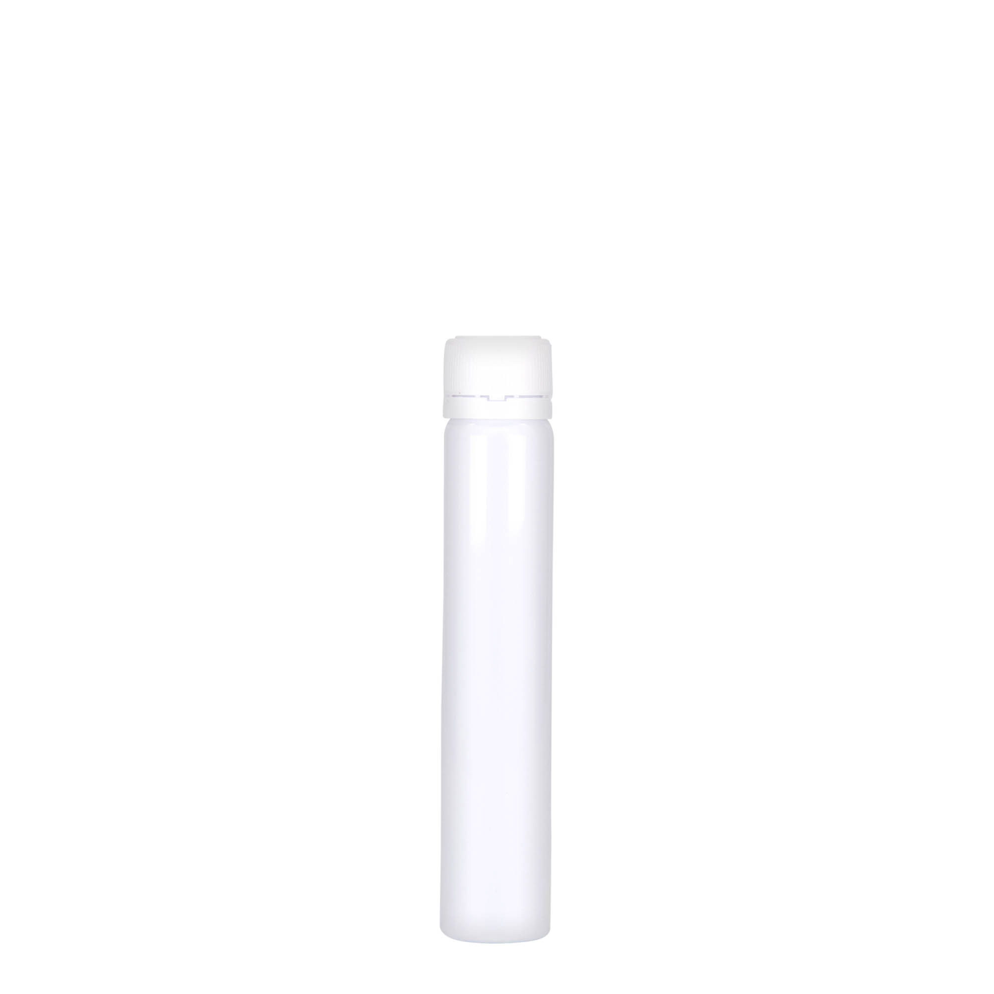 25 ml PET-rør, plast, hvit, åpning: skrukork