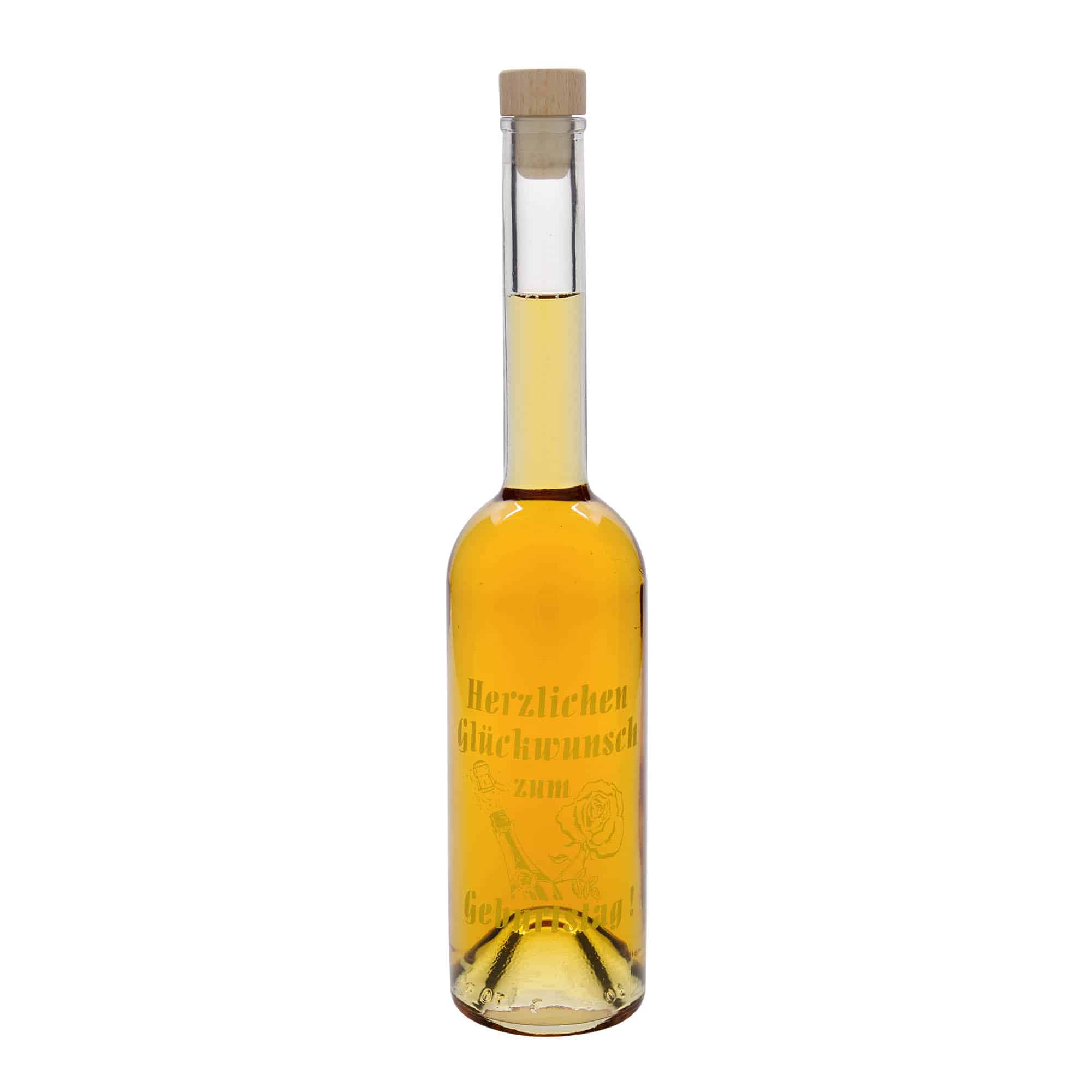 500 ml glassflaske 'Opera', motiv: bursdagsflaske, åpning: kork 500 ml glassflaske 'Opera', motiv: bursdagsflaske, åpning: kork