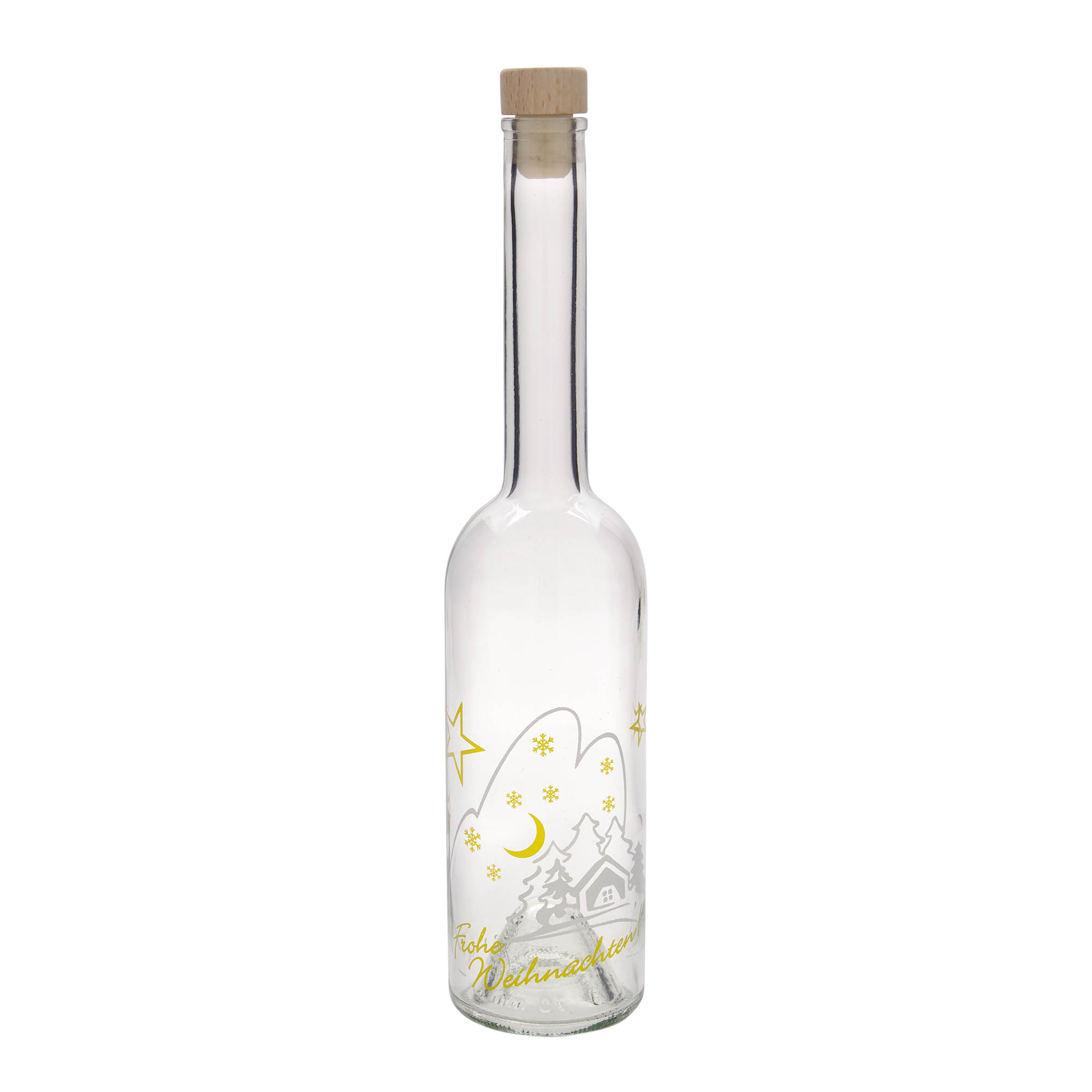 500 ml glassflaske 'Opera', motiv: juleidyll, åpning: kork