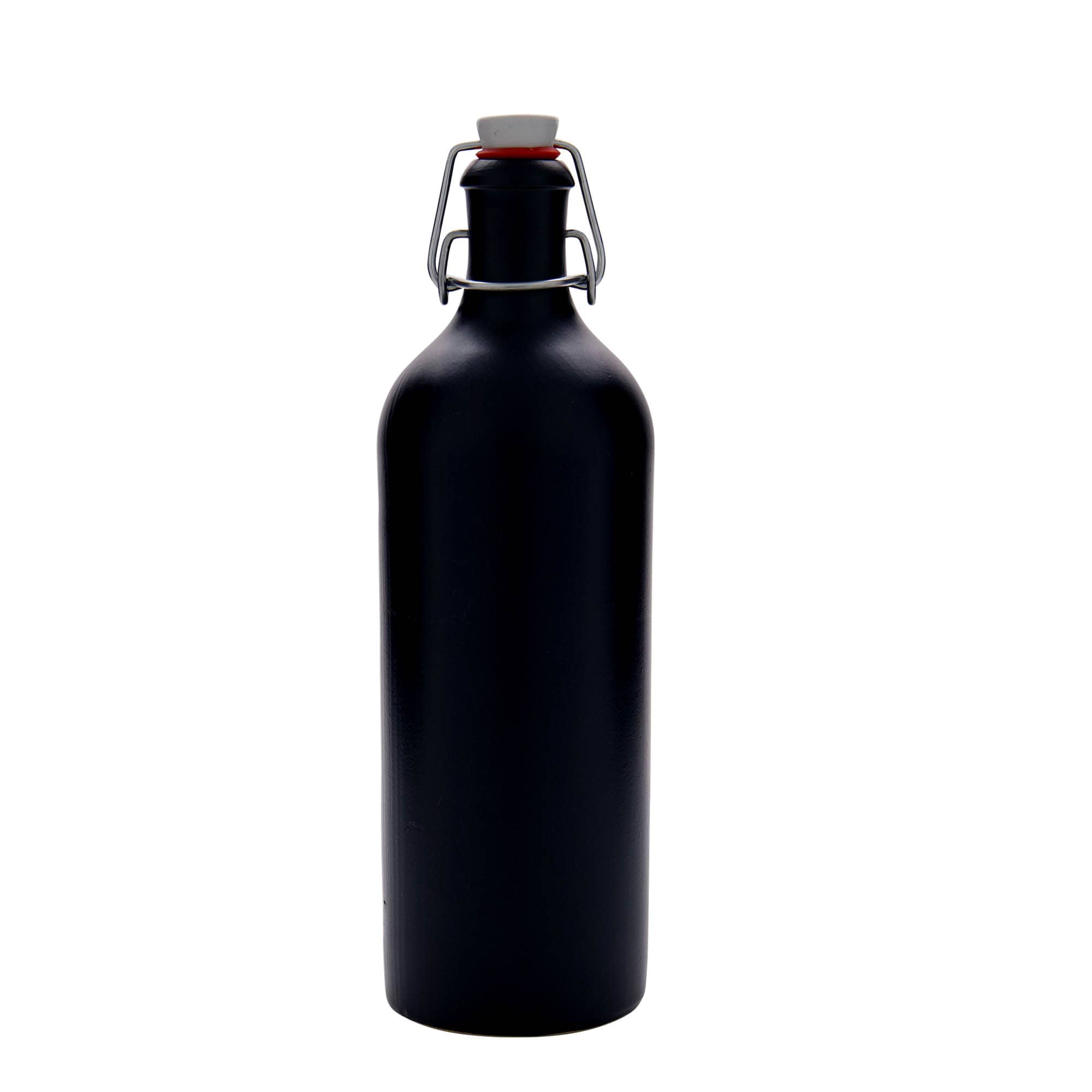 750 ml leirkrus, steintøy, svart, åpning: Bøylelokk