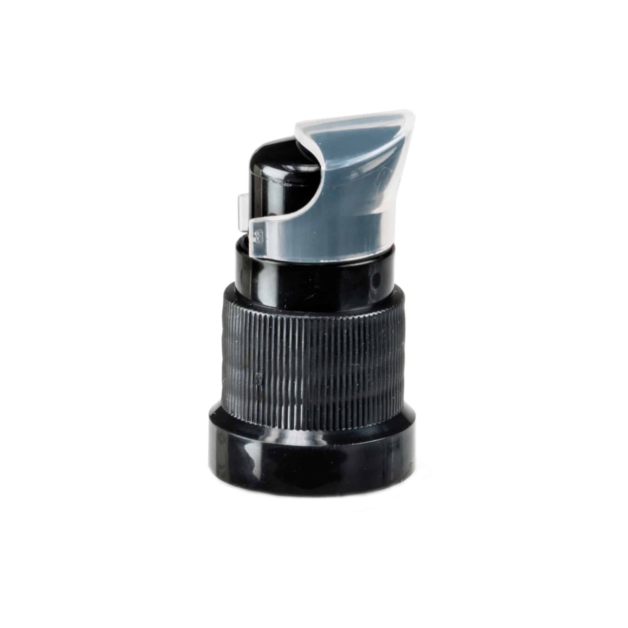 Skrukork med lotionpumpe, PP-plast, svart, for åpning: DIN 18