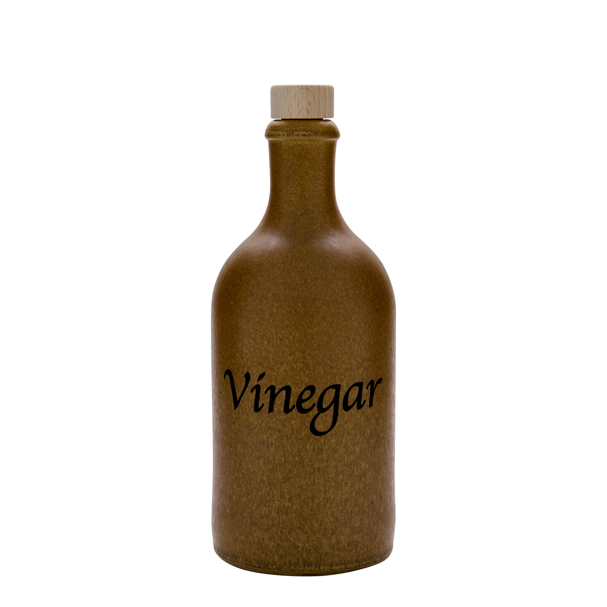 500 ml tonkrus, motiv: eddik, steingods, brun-krystall, åpning: kork