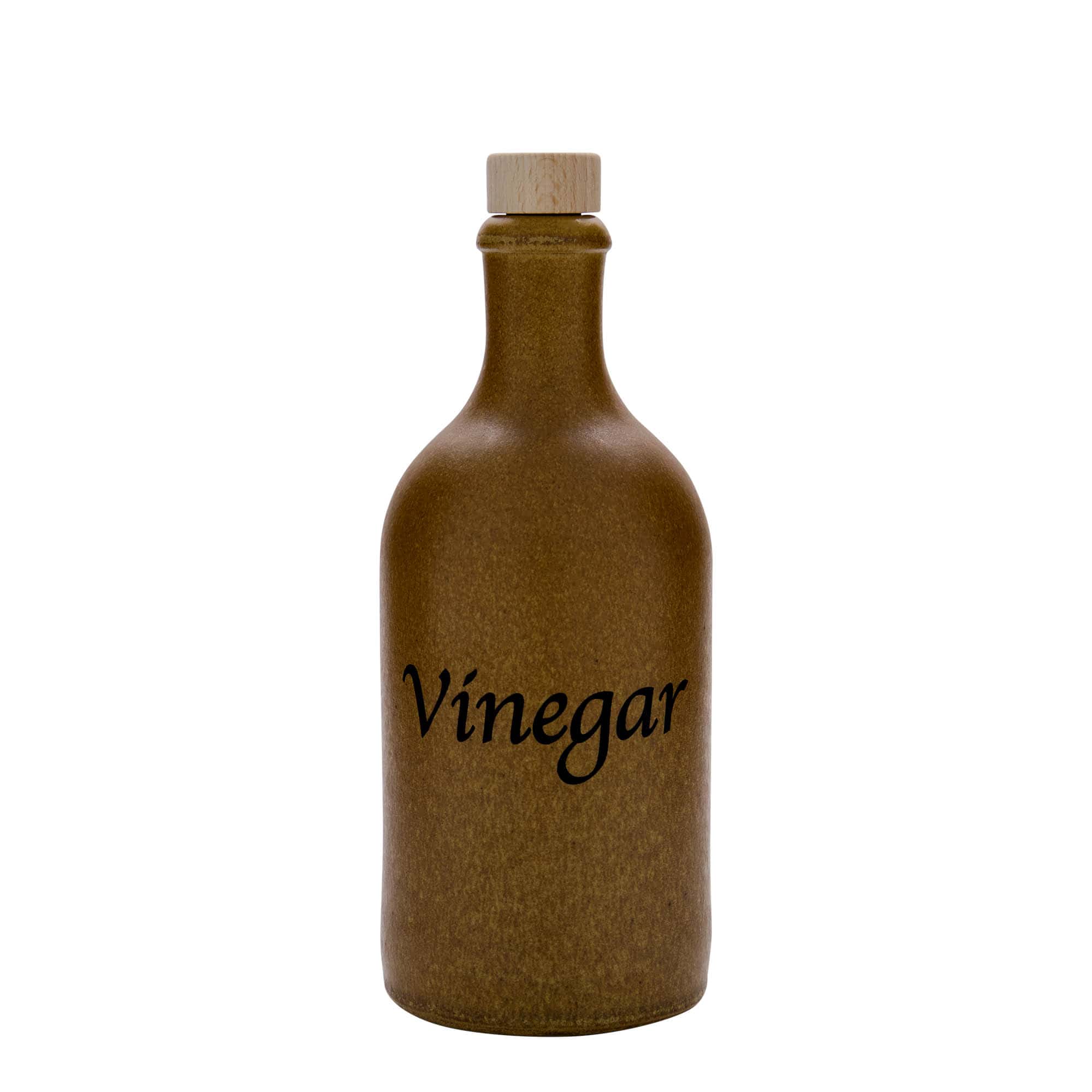 500 ml tonkrus, motiv: eddik, steingods, brun-krystall, åpning: kork