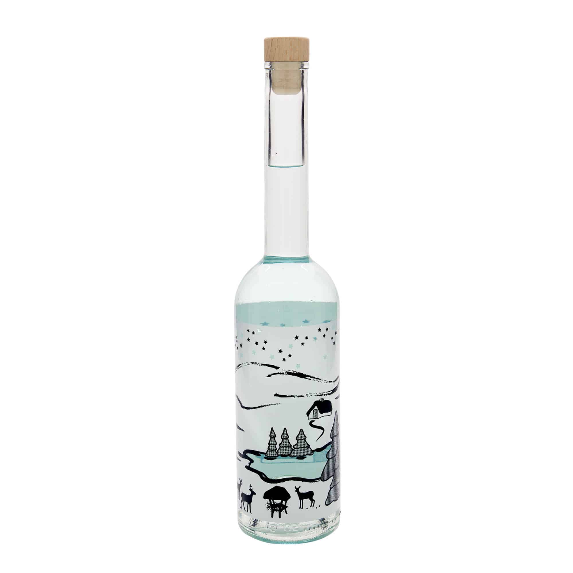 500 ml glassflaske "Opera", motiv: Vinterdrøm-Bianco, åpning: Kork