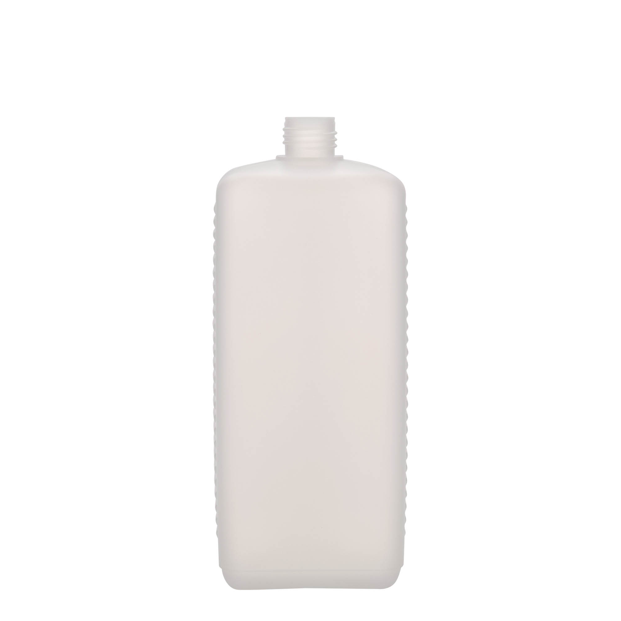 1.000 ml kanisterflaske, rektangulær, HDPE-plast, natur, åpning: DIN 25 EPE