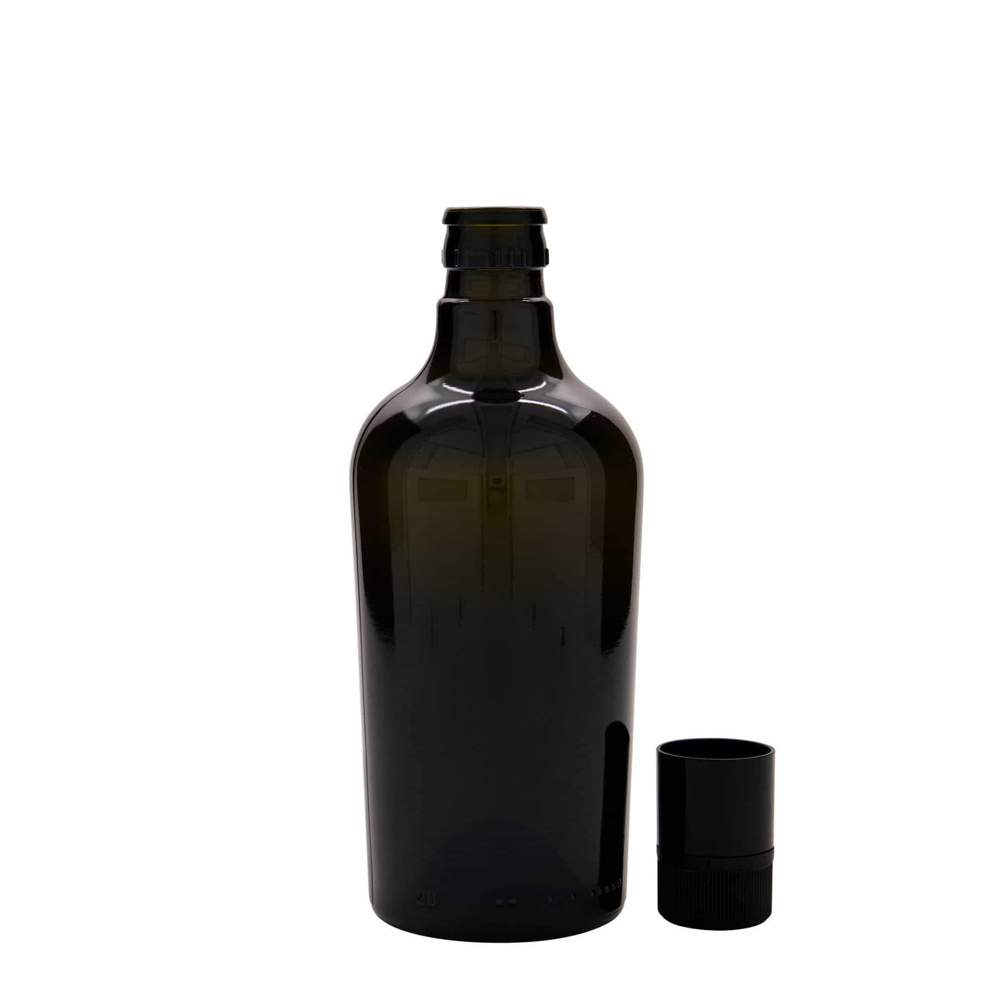 500 ml eddik-/oljeflaske "Oleum", glass, antikkgrønn, åpning: DOP