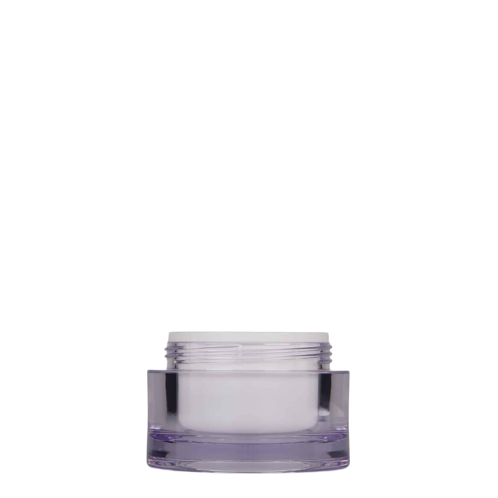 50 ml krukke, SAN-plast, hvit, åpning: Skrulokk 50 ml krukke, SAN-plast, hvit, åpning: Skrulokk