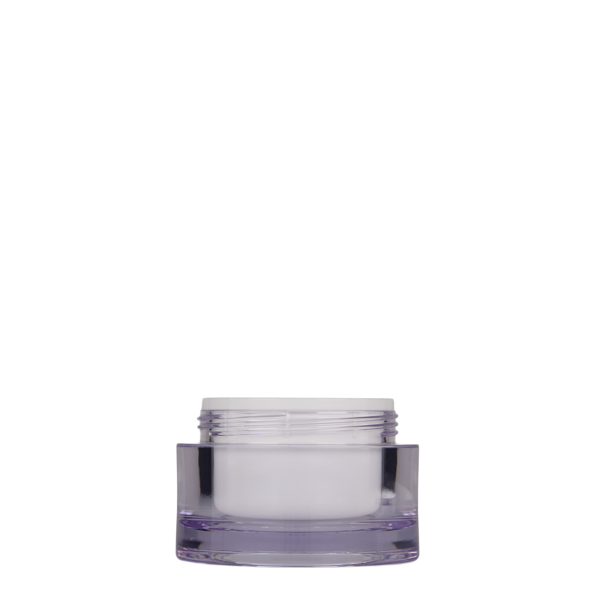 50 ml krukke, SAN-plast, hvit, åpning: skrukork 50 ml krukke, SAN-plast, hvit, åpning: skrukork