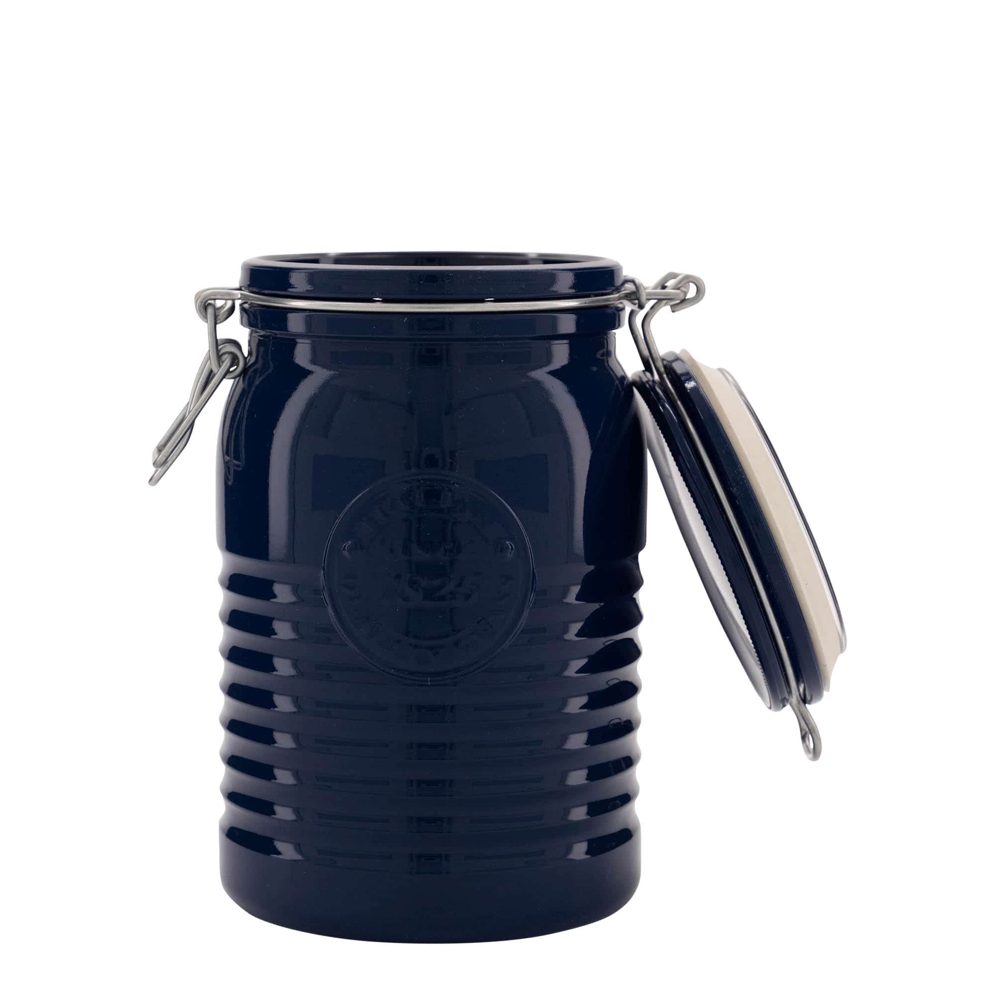 1000 ml bøyleglass "Officina 1825", blå, åpning: Bøylelokk