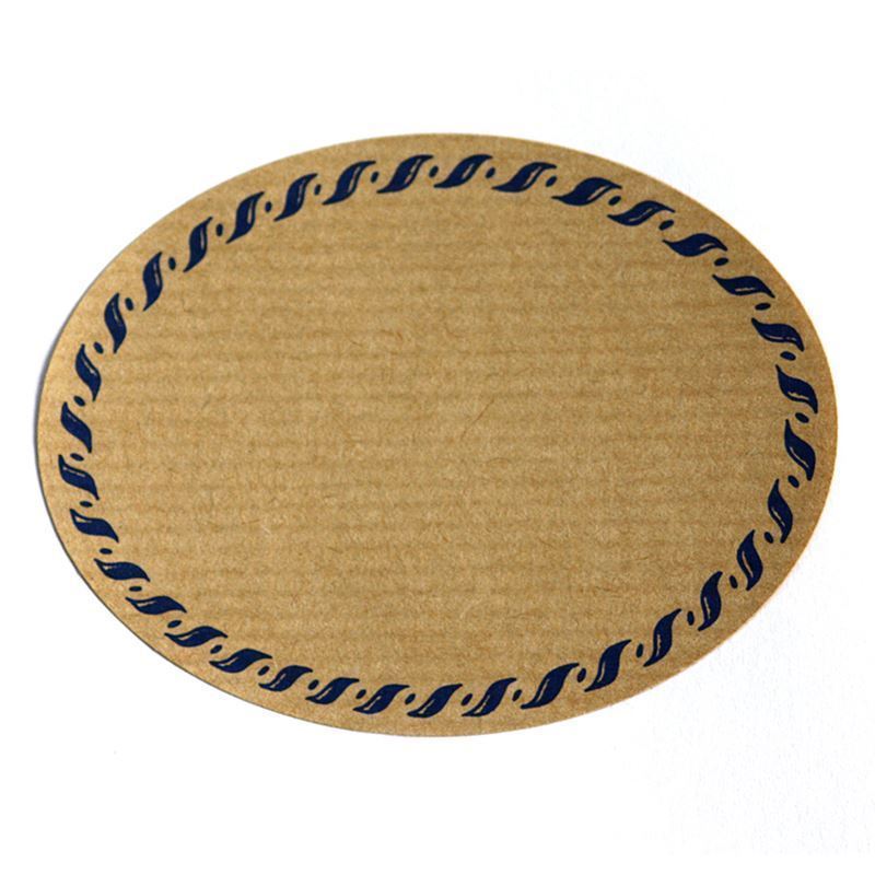 Stor naturetikett "trådkant", oval, papir, blå-brun Stor naturetikett "trådkant", oval, papir, blå-brun