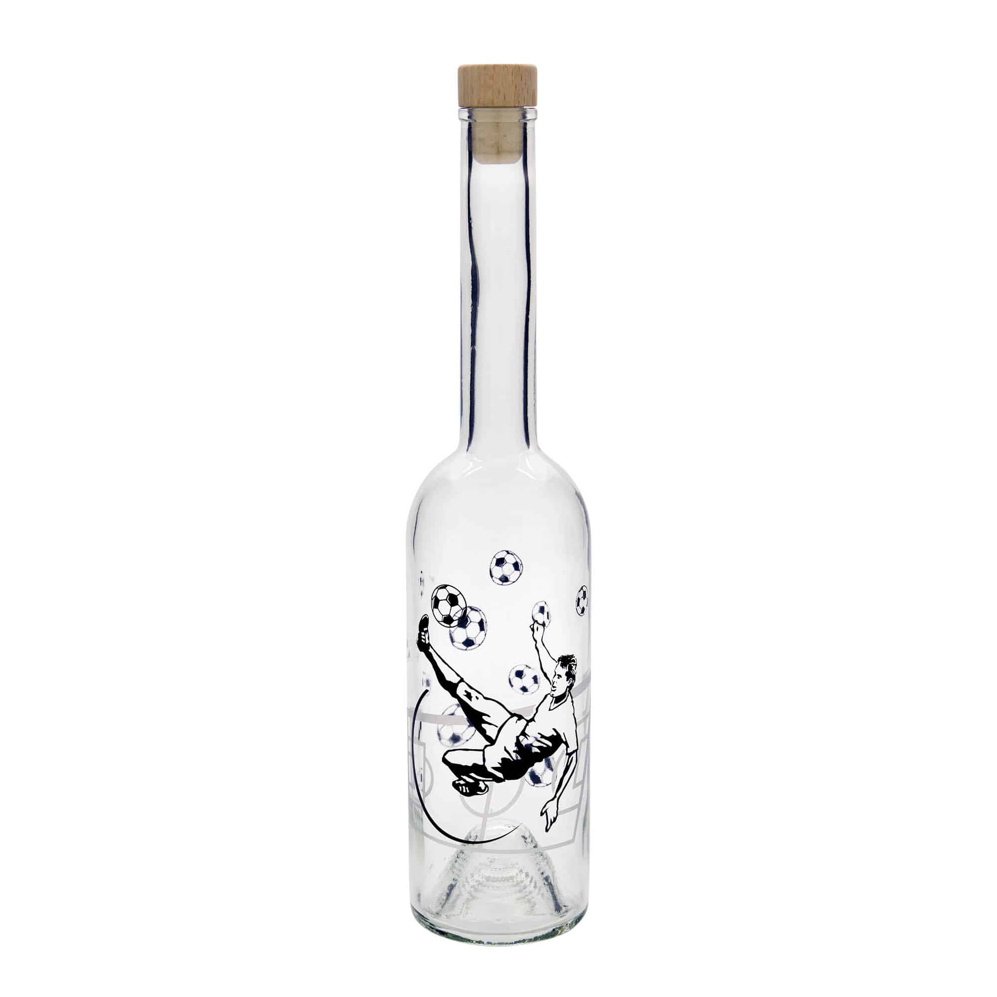 500 ml glassflaske "Opera", motiv: Fotballspiller, åpning: Kork