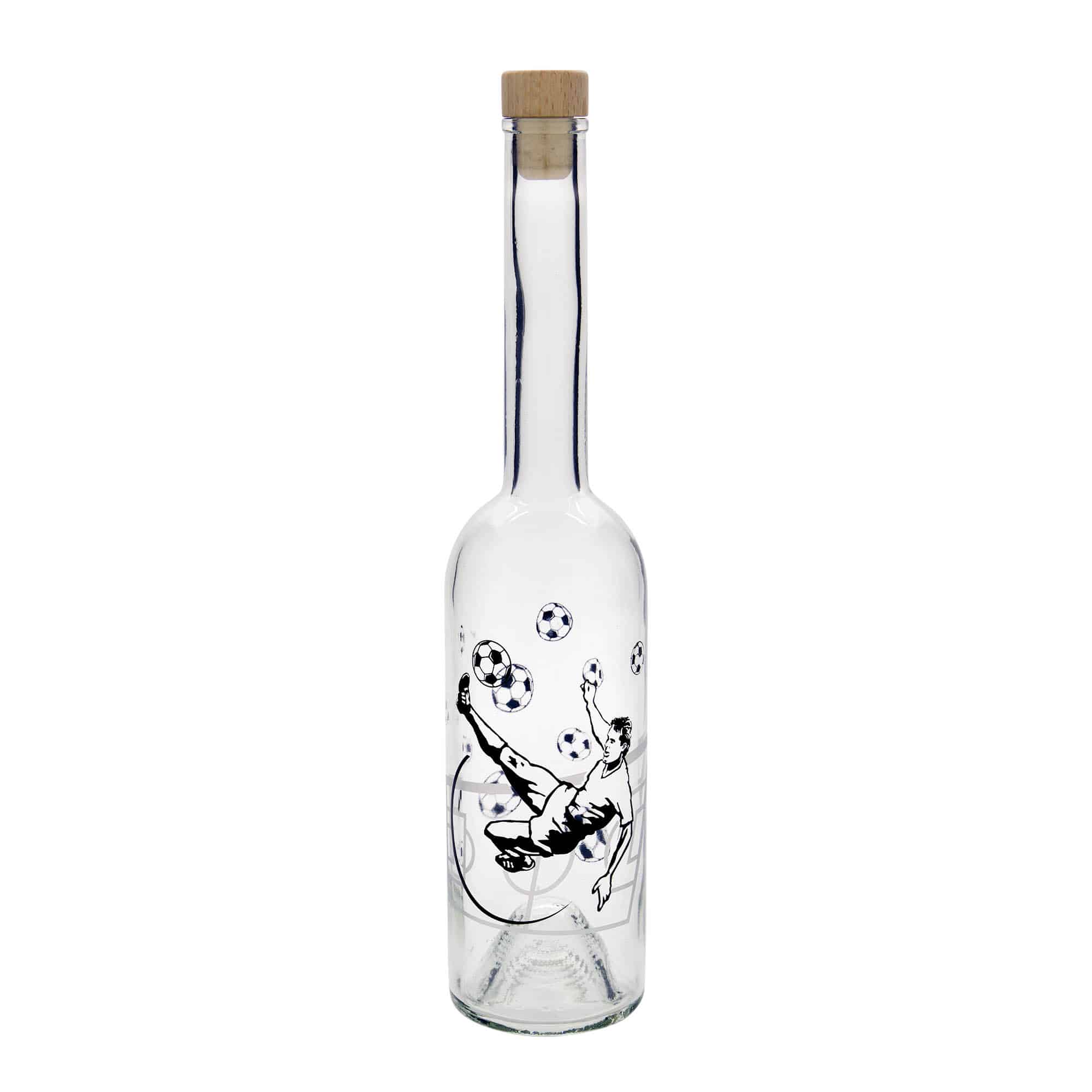 500 ml glassflaske 'Opera', motiv: fotballspiller, åpning: kork