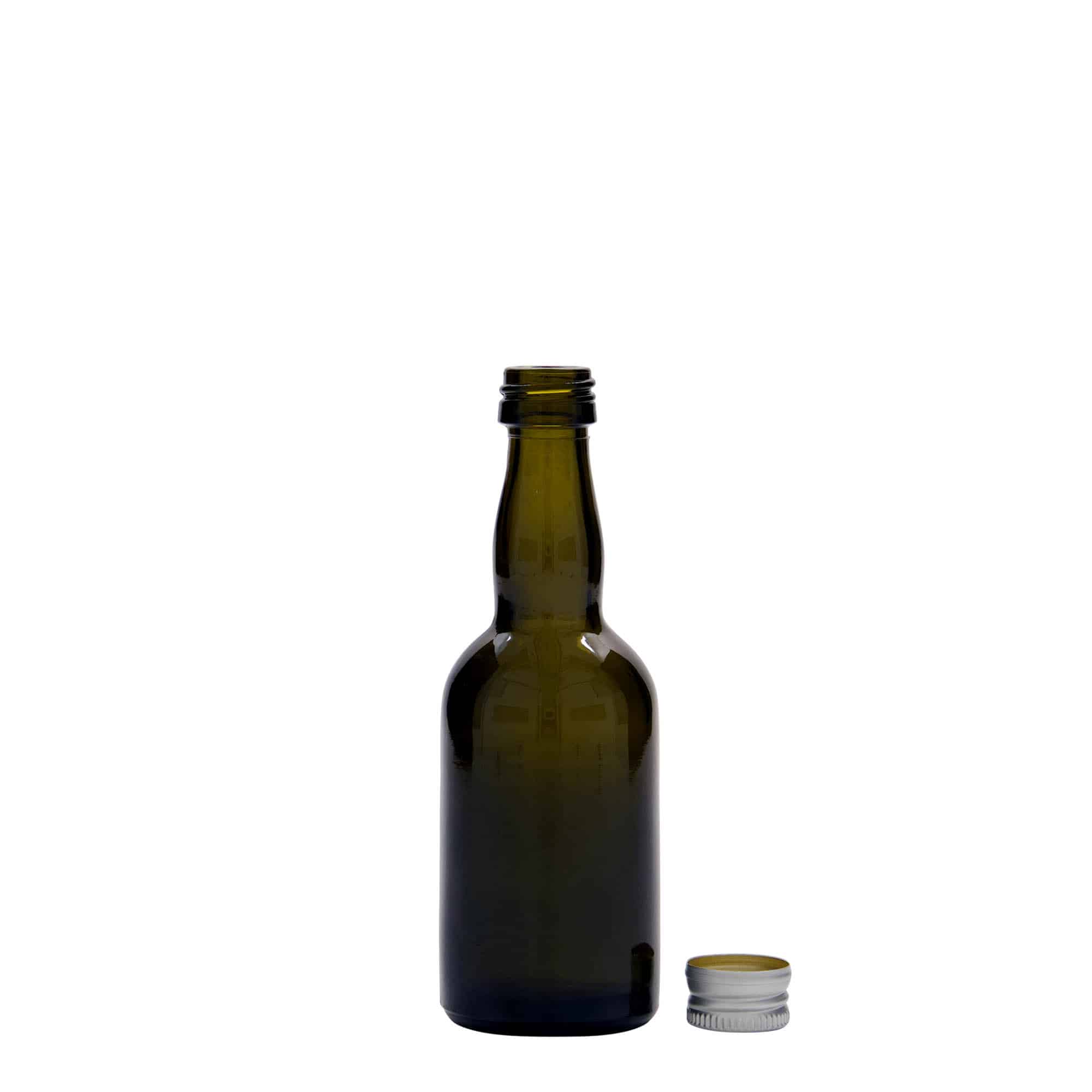 50 ml glassflaske "Proba", antikkgrønn, åpning: PP 18
